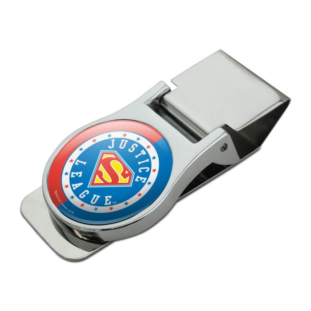 Justice League Superman Athletic Logo Satin Chrome Plated Metal Money Clip - DC Comics Superhero Gift for Men, Wallet Accessory for Cash & Cards - Perfect for Gifts, Collectors, and Everyday Use