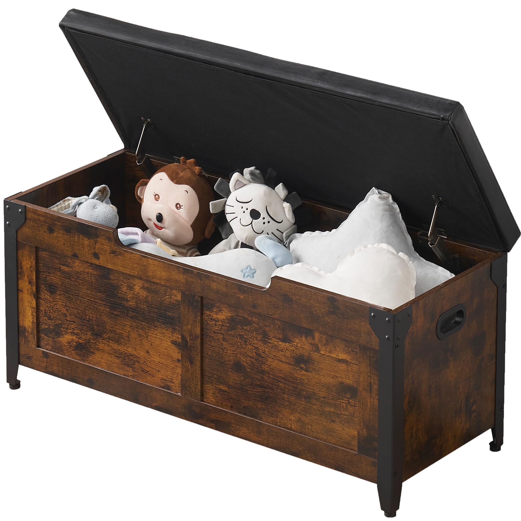 GAOMON Wooden Storage Trunk with Metal Frame - 39.4
