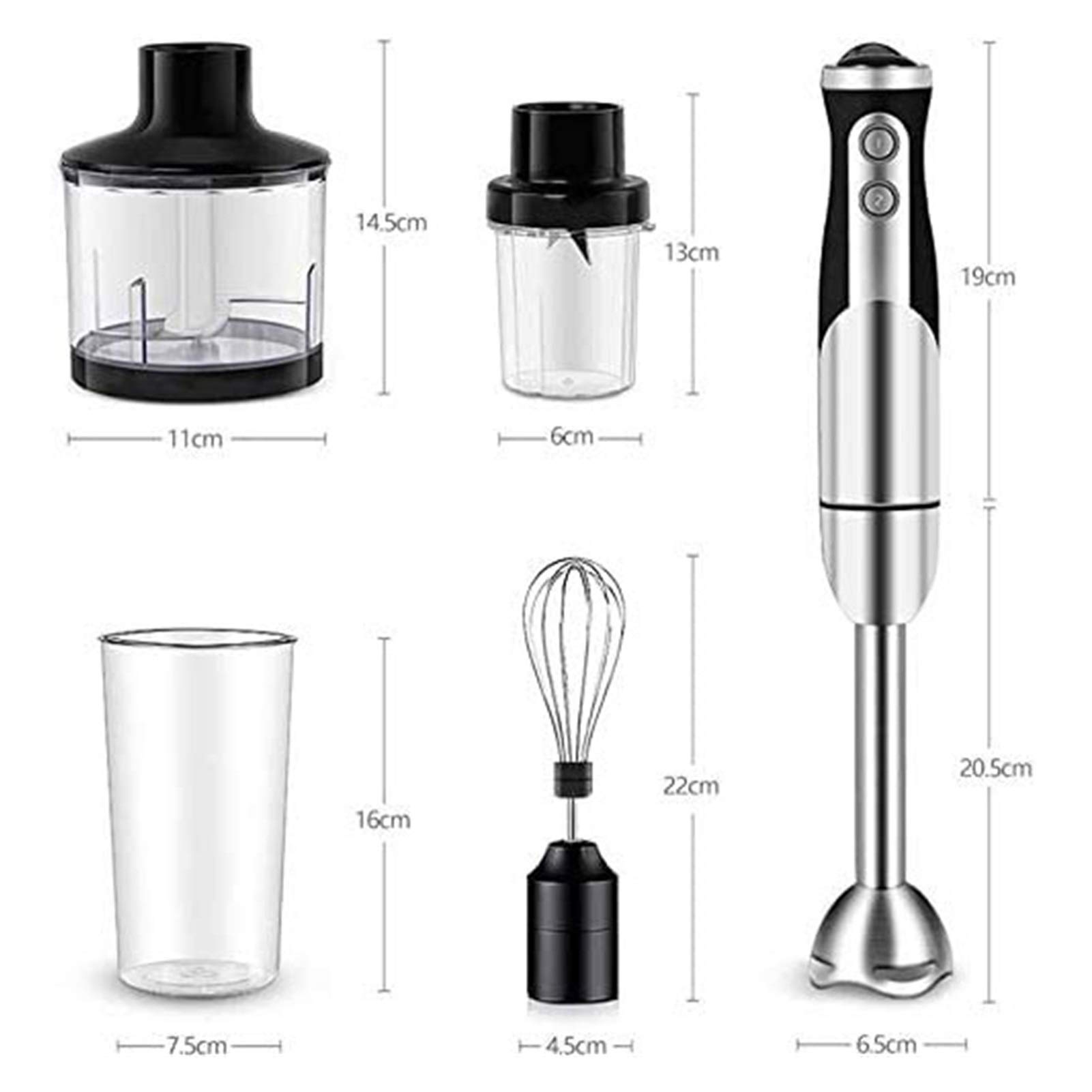 800W 5-in-1 Immersion Hand Blender Set with Chopper, Milk Frother & Egg Whisk - Powerful Electric Stick Blender for Smoothies, Soups, Sauces - Perfect for Kitchen, Baby Food & Meal Prep