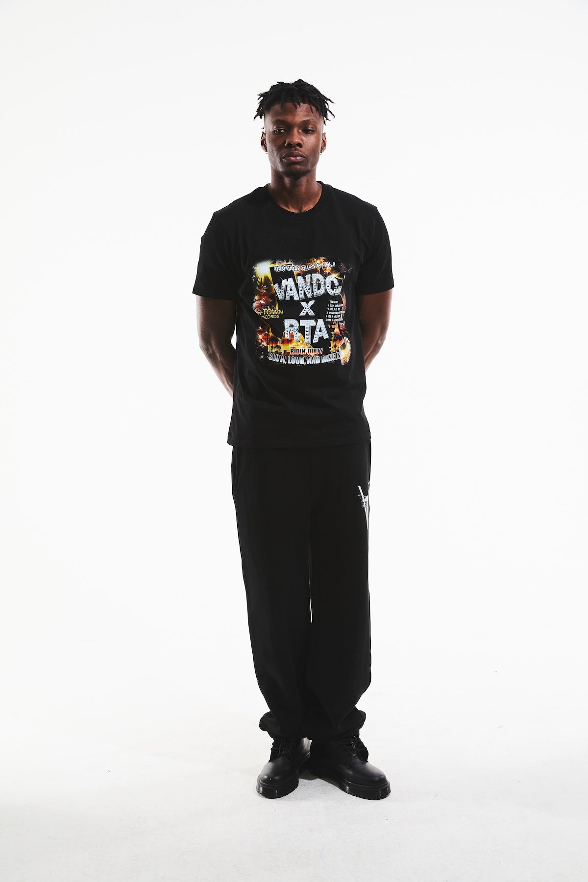 Liam Short Sleeve T-Shirt | Black H-Town Records Tee for Men - Casual Streetwear & Music Lovers Outfit