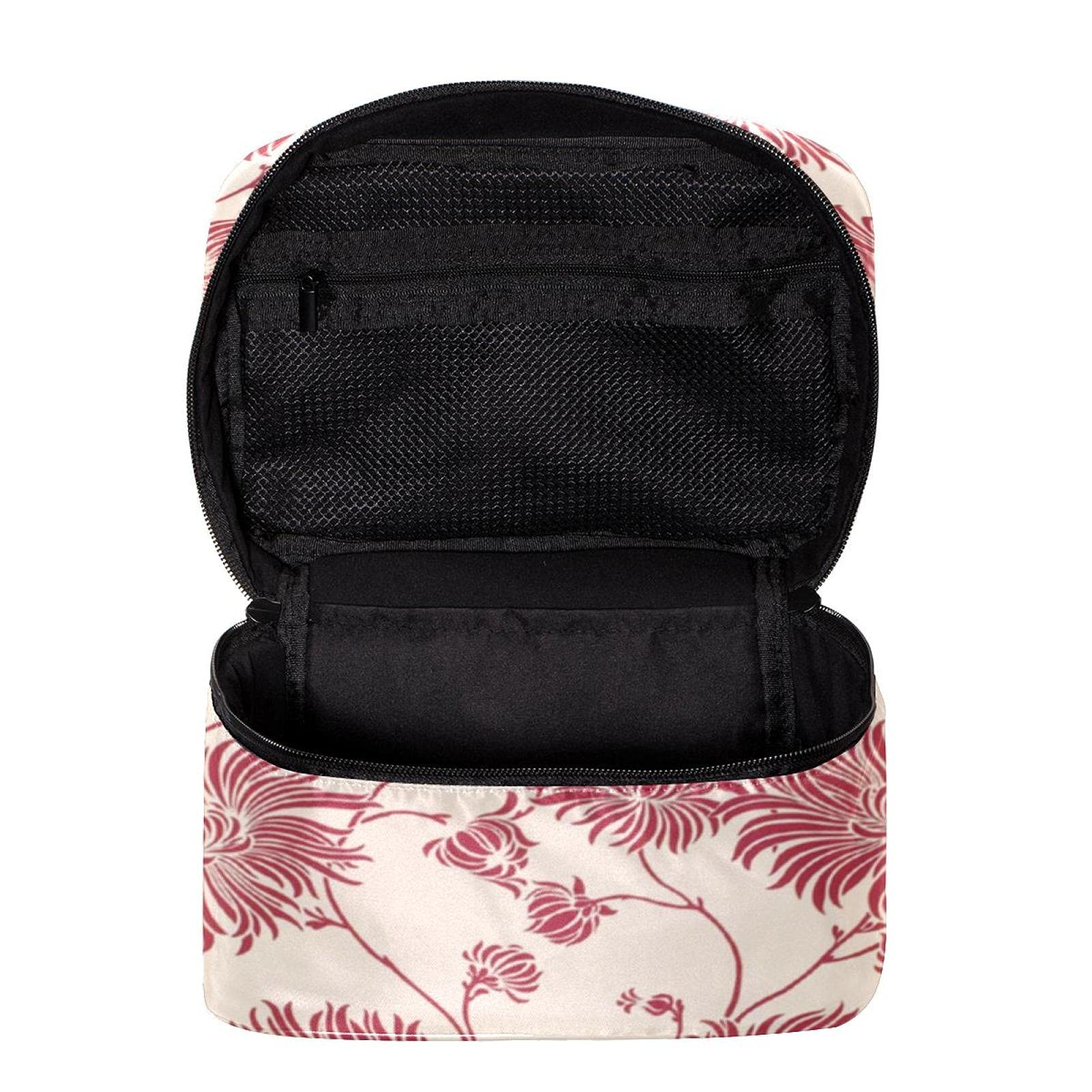 Abstract Floral Print Large Travel Makeup Bag for Women - Waterproof Cosmetic Organizer with Zipper - Perfect for Vacation, Gym & Daily Essentials Storage