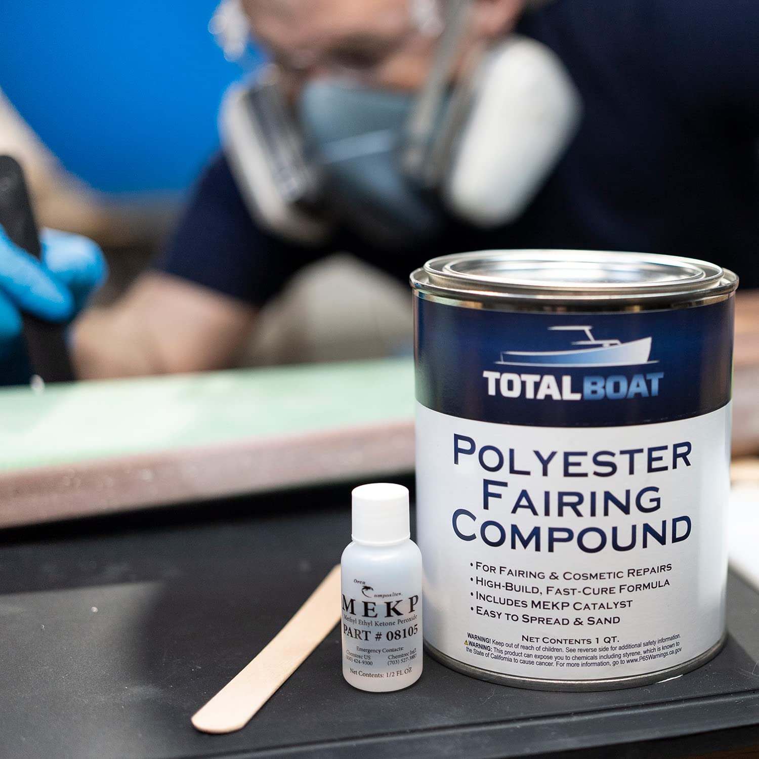 TotalBoat Polyester Fairing Compound - 1 Gallon Kit for Boat Repair & Fiberglass Smoothing | Perfect for Marine Applications, DIY Boat Restoration & Surface Preparation