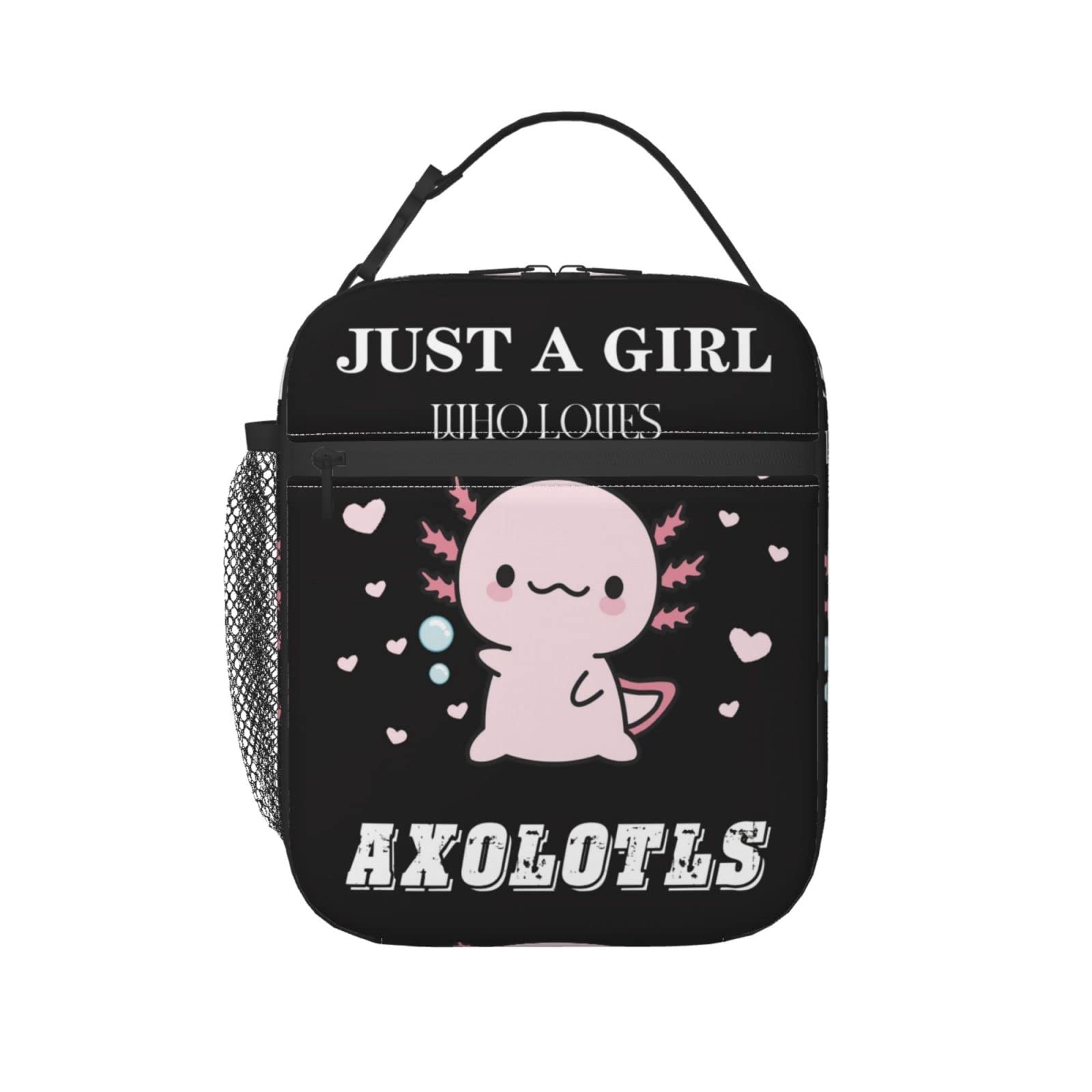 Insulated Reusable Lunch Box for Adults, Men, Women & Kids - Axolotl Design Thermal Lunch Bag to Keep Food Fresh & Warm - Perfect for Work, School, Picnics & Outdoor Activities