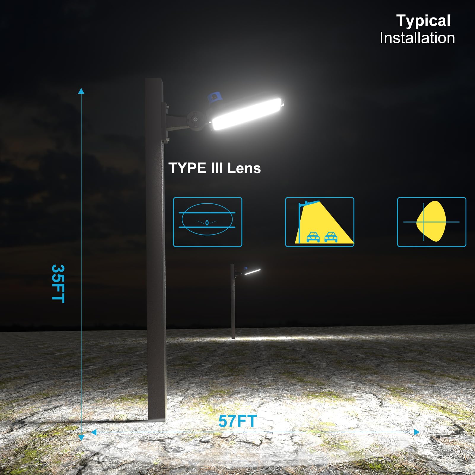 240W LED Parking Lot Lights (240x1W) - 36000LM, 150LM/W, 5000K Daylight, ETL Certified - Smart Photocell Outdoor Pole Lights for Commercial Use (30-40ft Height) - 2 Pack with 7-Year Warranty | Ideal for Parking Lots, Gas Stations, Warehouses & Industrial Areas