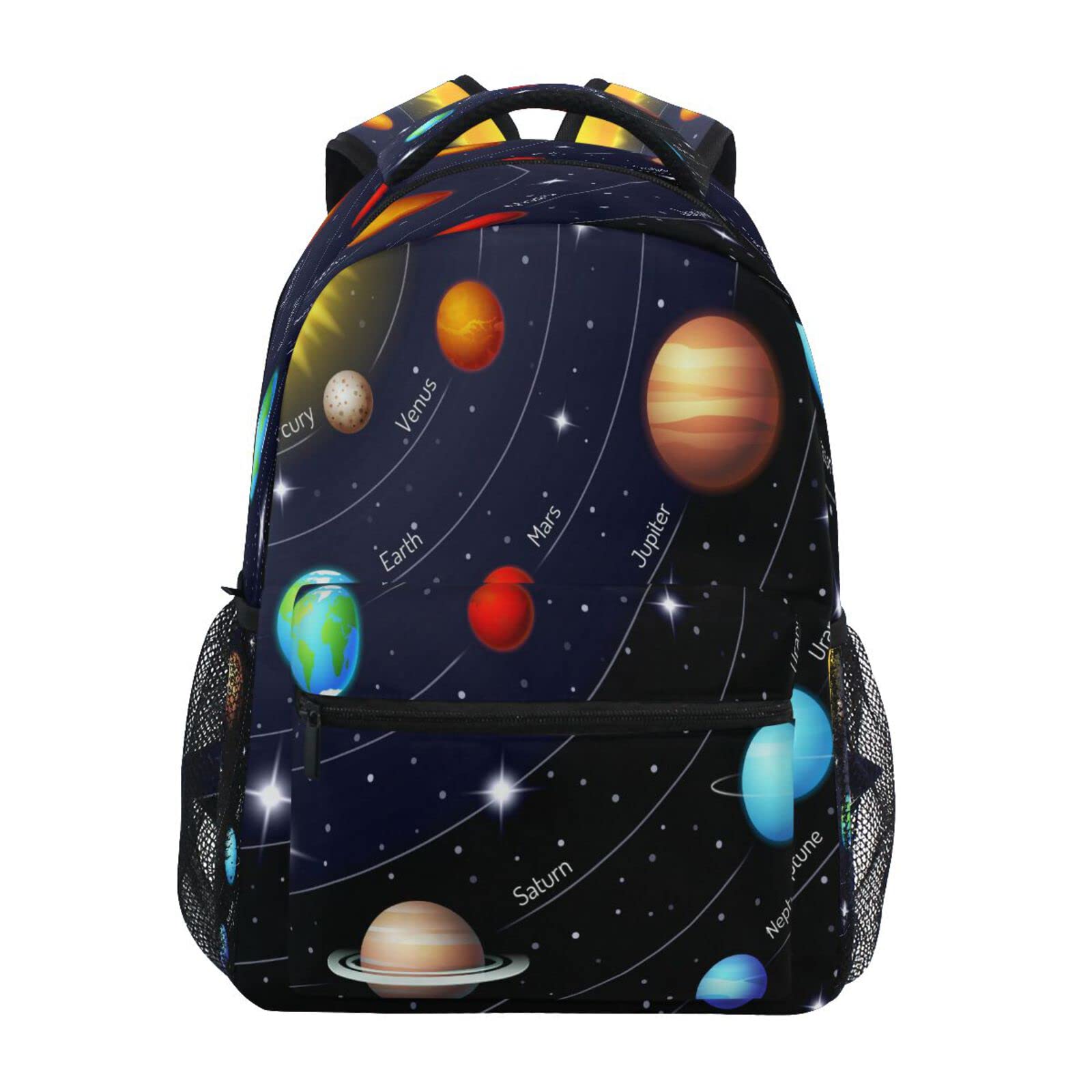 Solar System Planet Space Themed Backpack - Lightweight Laptop Bookbag for School, Travel & Camping - Durable Rucksack for Teens, College Students & Adults (Small) - Perfect for Astronomy Lovers, Daily Commute & Outdoor Adventures