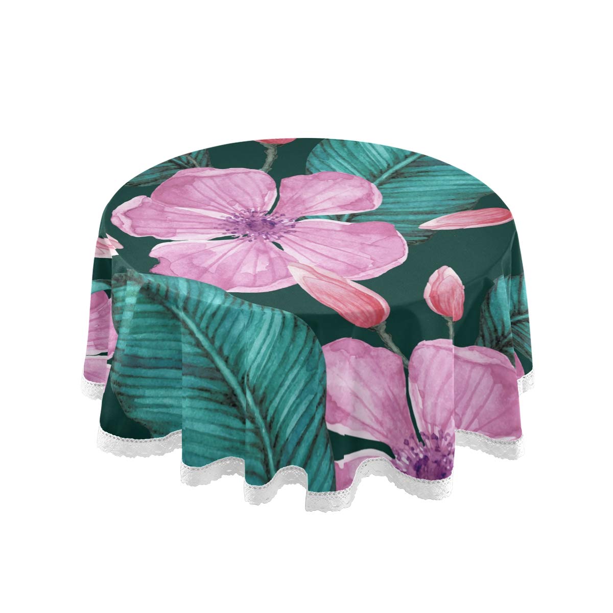 60 Inch Round Tablecloth - Watercolor Floral Polyester Circular Table Cover for Dining, Holiday Banquet, Wedding & Outdoor Events (Easter, Christmas, Party Decor)