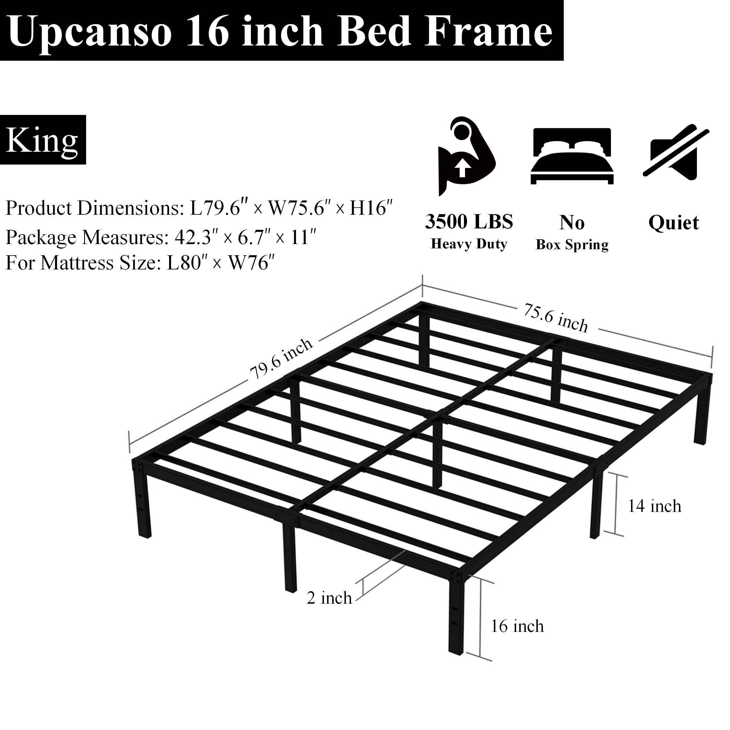 16 Inch Heavy Duty Metal King Size Bed Frame with 14 Inch Storage - 3,500 lbs Steel Slats Support, Easy Assembly Mattress Foundation in Black | Perfect for Master Bedrooms, Guest Rooms & Small Spaces