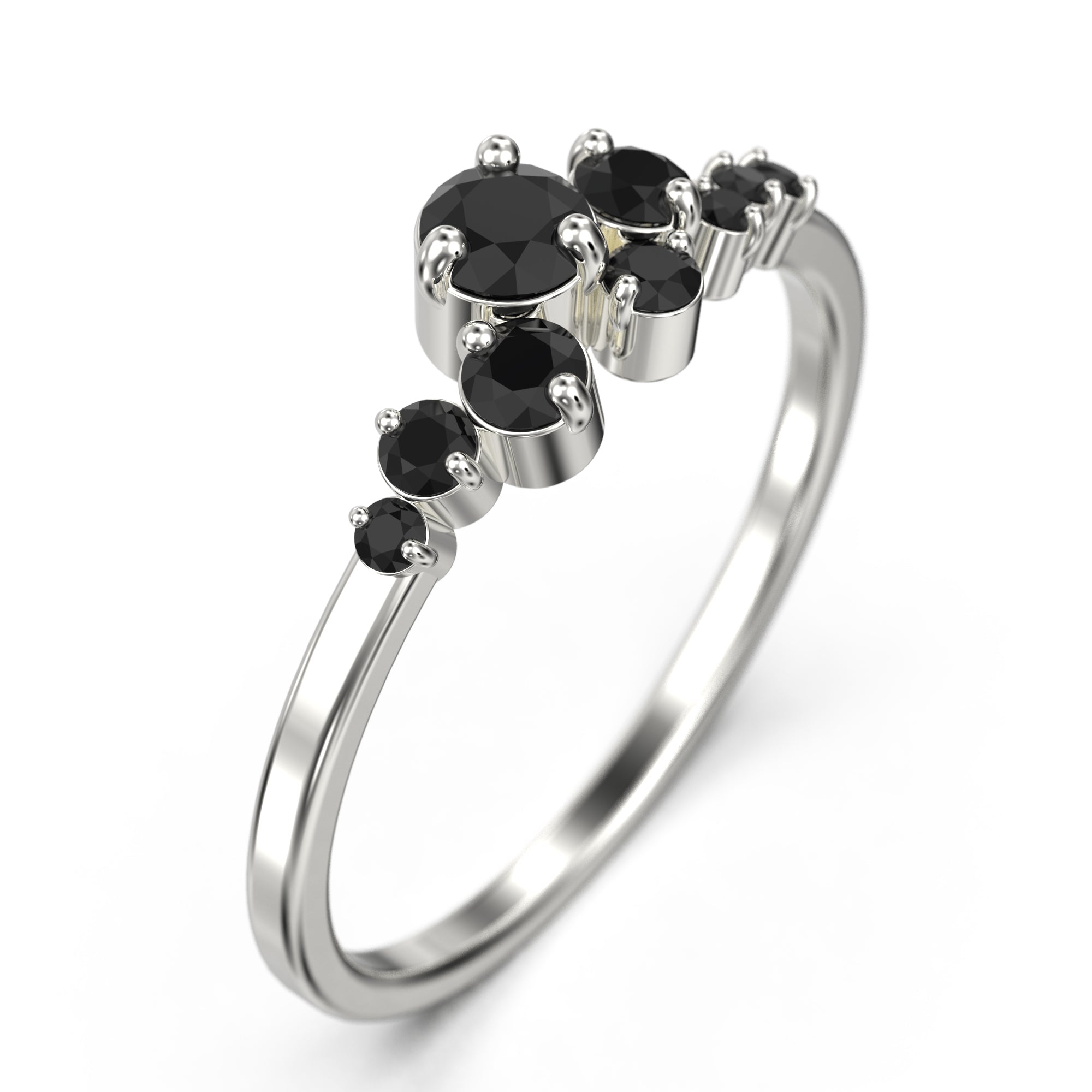 0.65 Ct Round Black Diamond Moissanite Classic Ring - 18K Gold Over Silver Wedding Band for Women - Anniversary Gift, Engagement Ring, Promise Ring - Perfect for Special Occasions & Everyday Wear