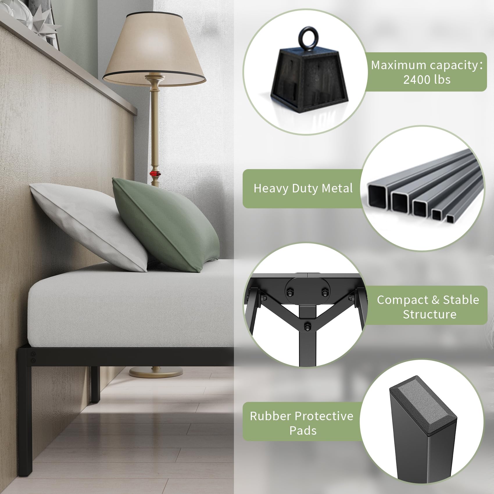 Musen Twin Bed Frame - Sturdy Metal Platform Bed with Storage, Noise-Free & Anti-Slip Design, Easy Assembly, No Box Spring Needed - Perfect for Small Spaces, Guest Rooms & Dormitories