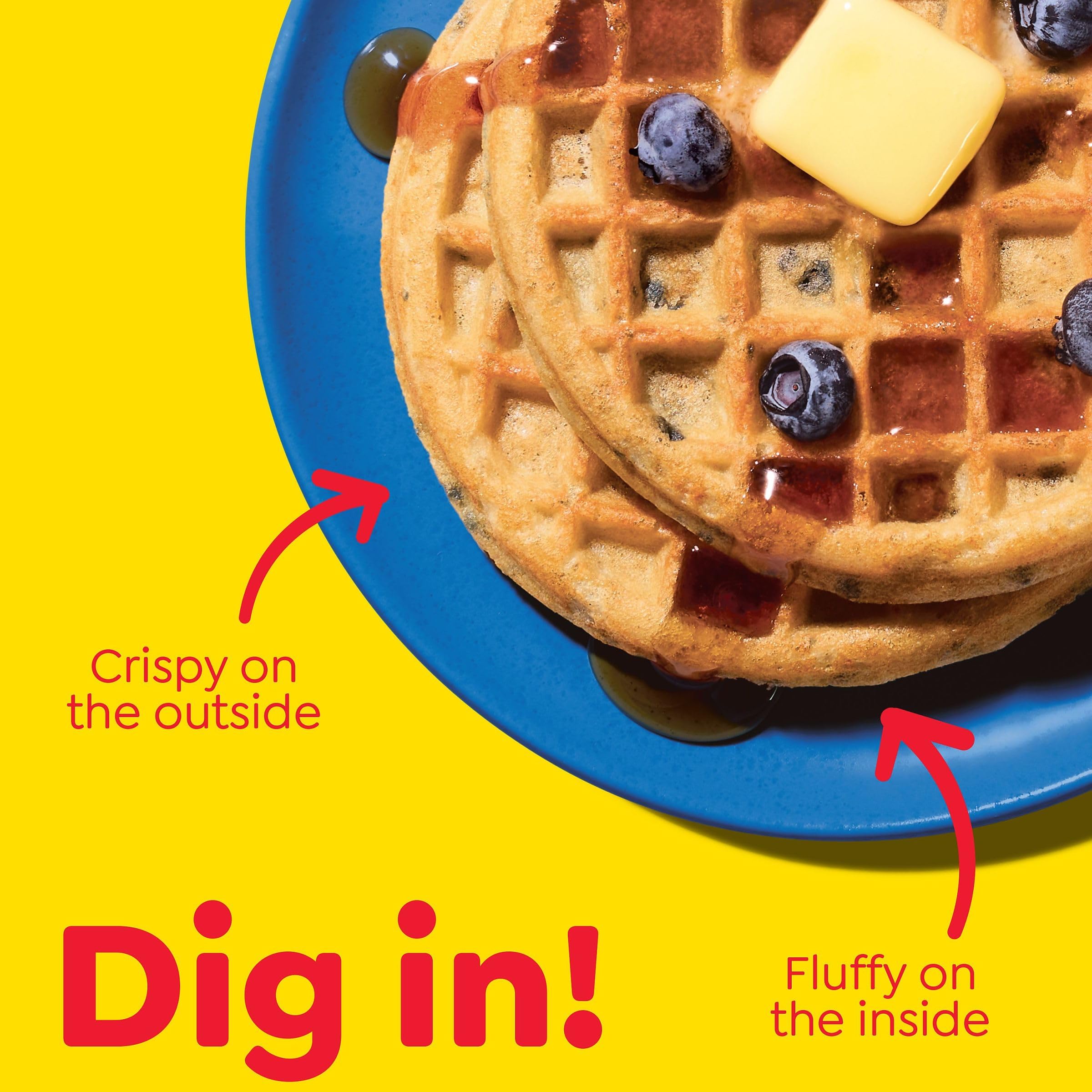 Eggo Frozen Waffles - Blueberry Flavored Breakfast Food, 12.3oz Box (10 Waffles) - Quick & Easy Morning Meal for Busy Families, Kids School Breakfast, or Weekend Brunch