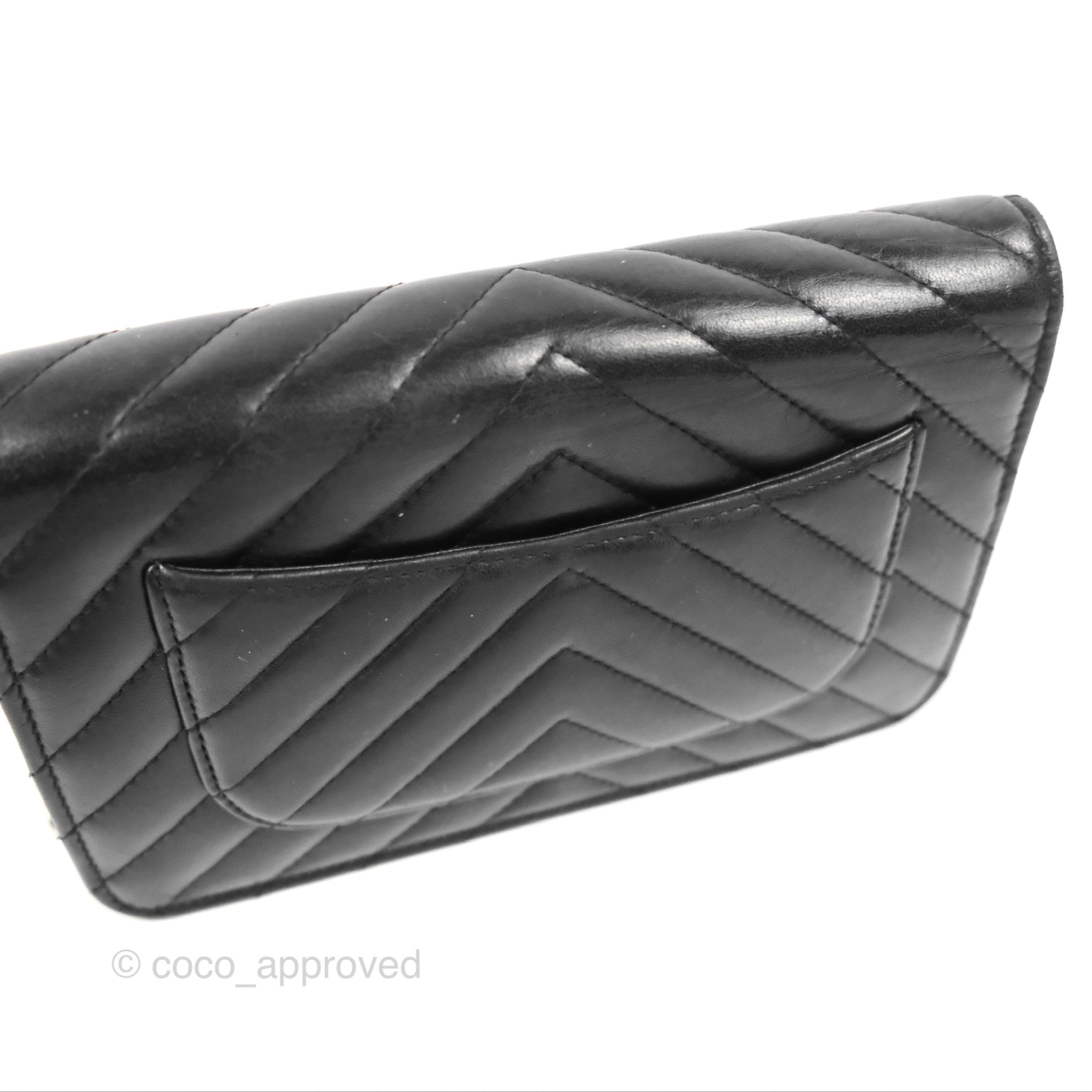 Chanel Classic Chevron Wallet on Chain WOC - Black Lambskin Leather with Silver Hardware | Crossbody Bag for Women, Perfect for Evening Events & Daily Use