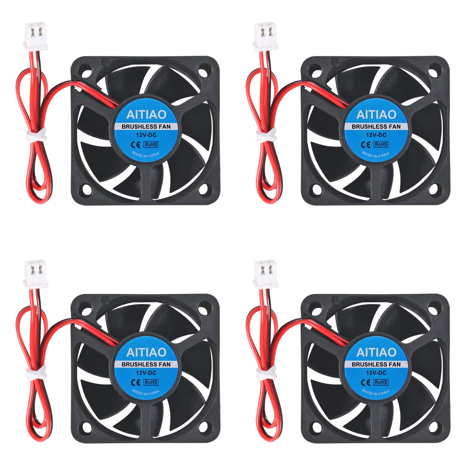 4Pcs 5020 Brushless Cooling Fan - 50mm x 50mm x 20mm DC 12V Quiet Muffin Fan with Oil Bearing - High Speed Cooling for 3D Printers, CPU Coolers, PC Case & DIY Ventilation Projects - Perfect for Gaming Rigs & Electronics Cooling