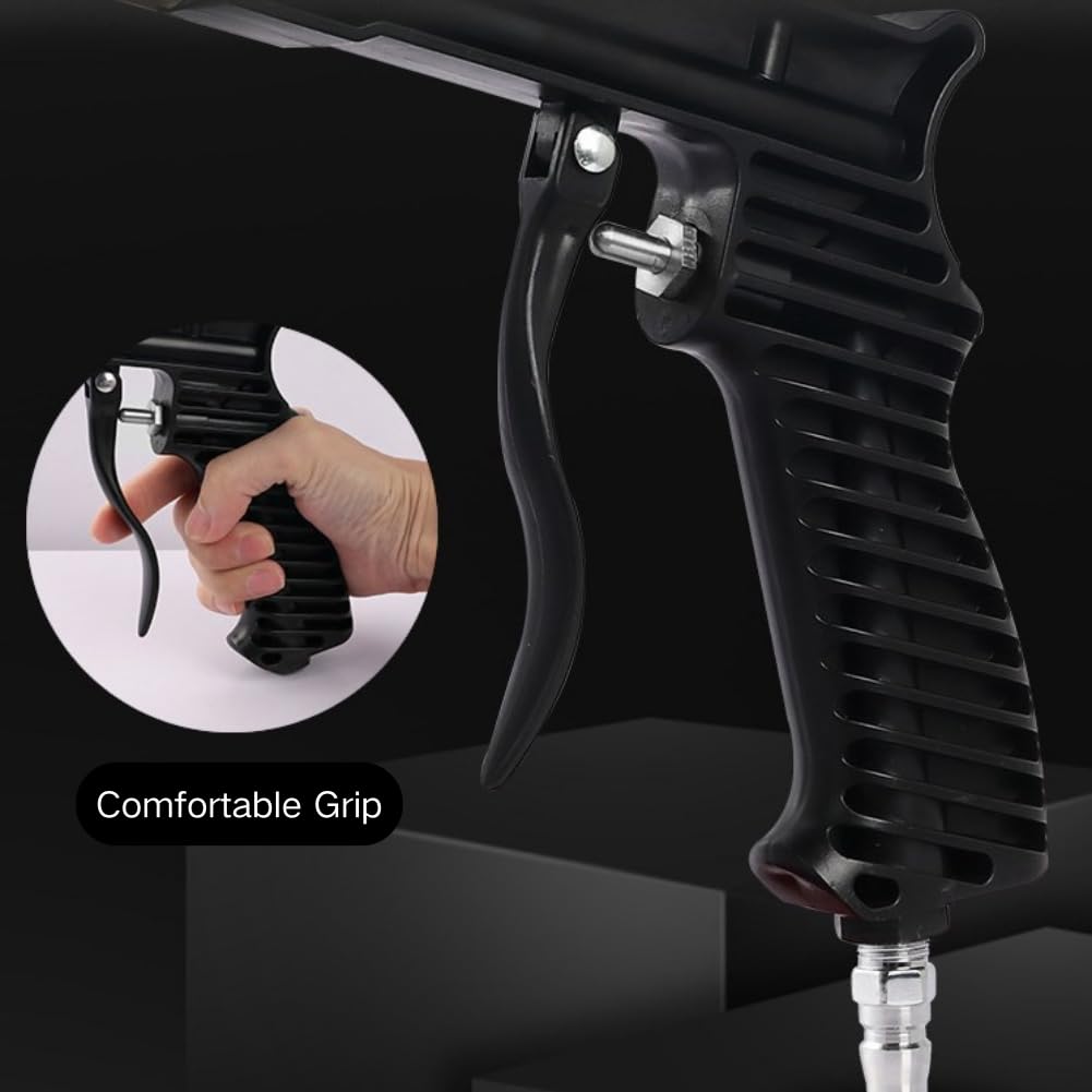 Portable Sand Blaster Kit with Replaceable Steel Nozzle - Paint Removal Tool for Air Compressor | Rust & Paint Stripper for Metal, Wood & Concrete Surfaces | DIY Home Renovation & Auto Restoration (Black)