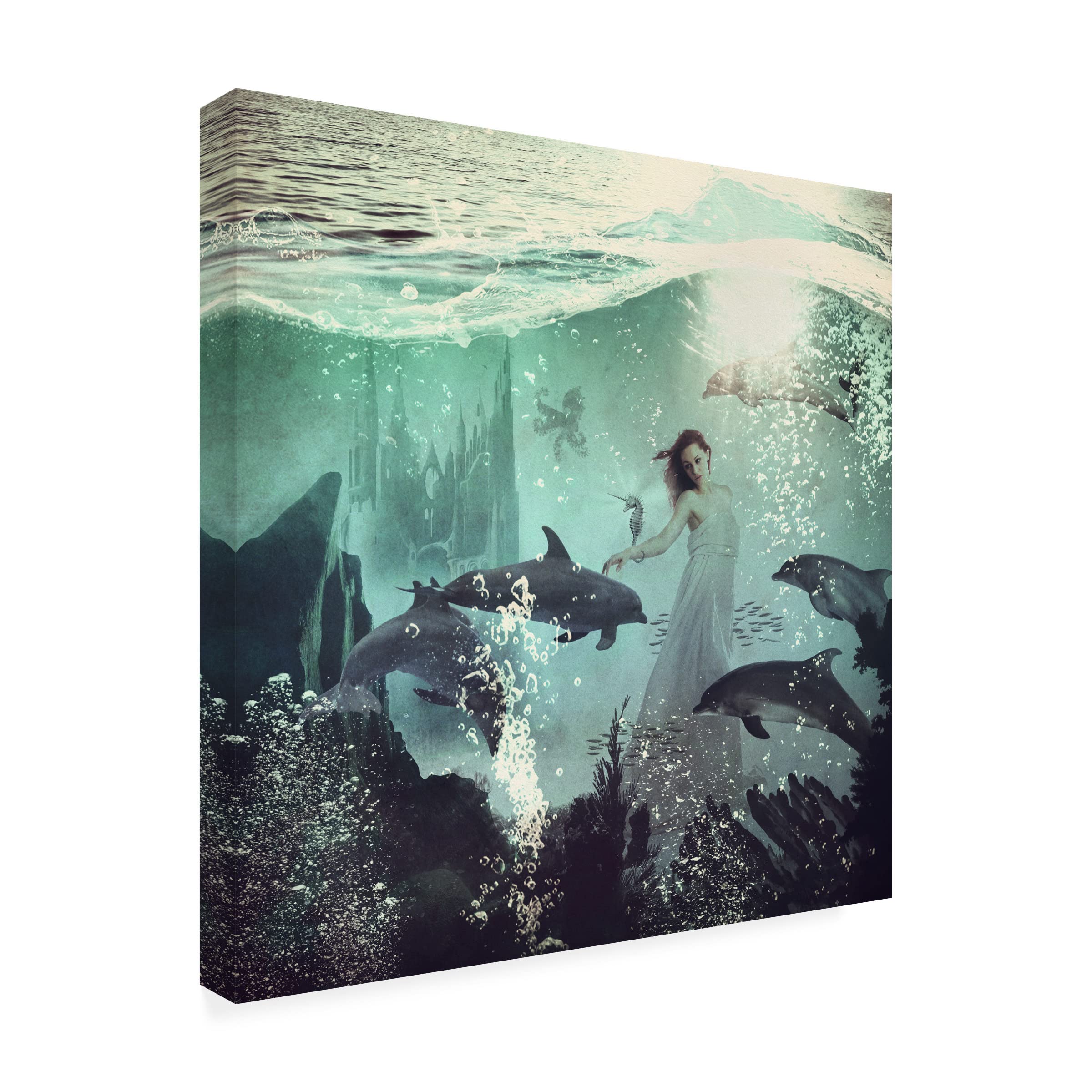 Paula Belle Flores 'The Sea Unicorn Lady' Canvas Wall Art Print - Premium Trademark Fine Art for Living Room, Bedroom & Office Decor