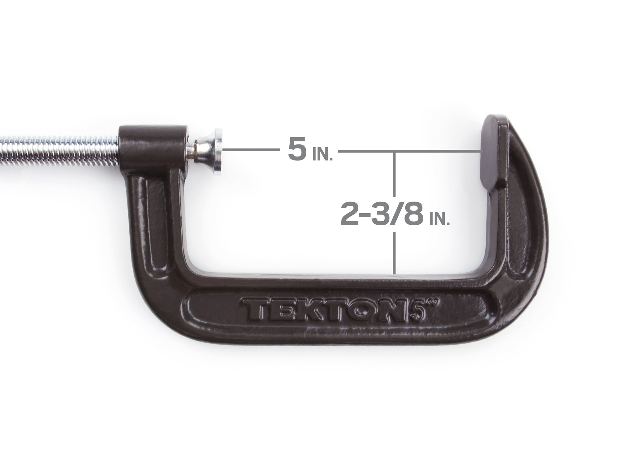 TEKTON 4022 5-Inch Malleable Iron C-Clamp - Heavy Duty Clamping Tool for Woodworking, Metalworking & DIY Projects | Secure Workpieces for Drilling, Gluing & Welding