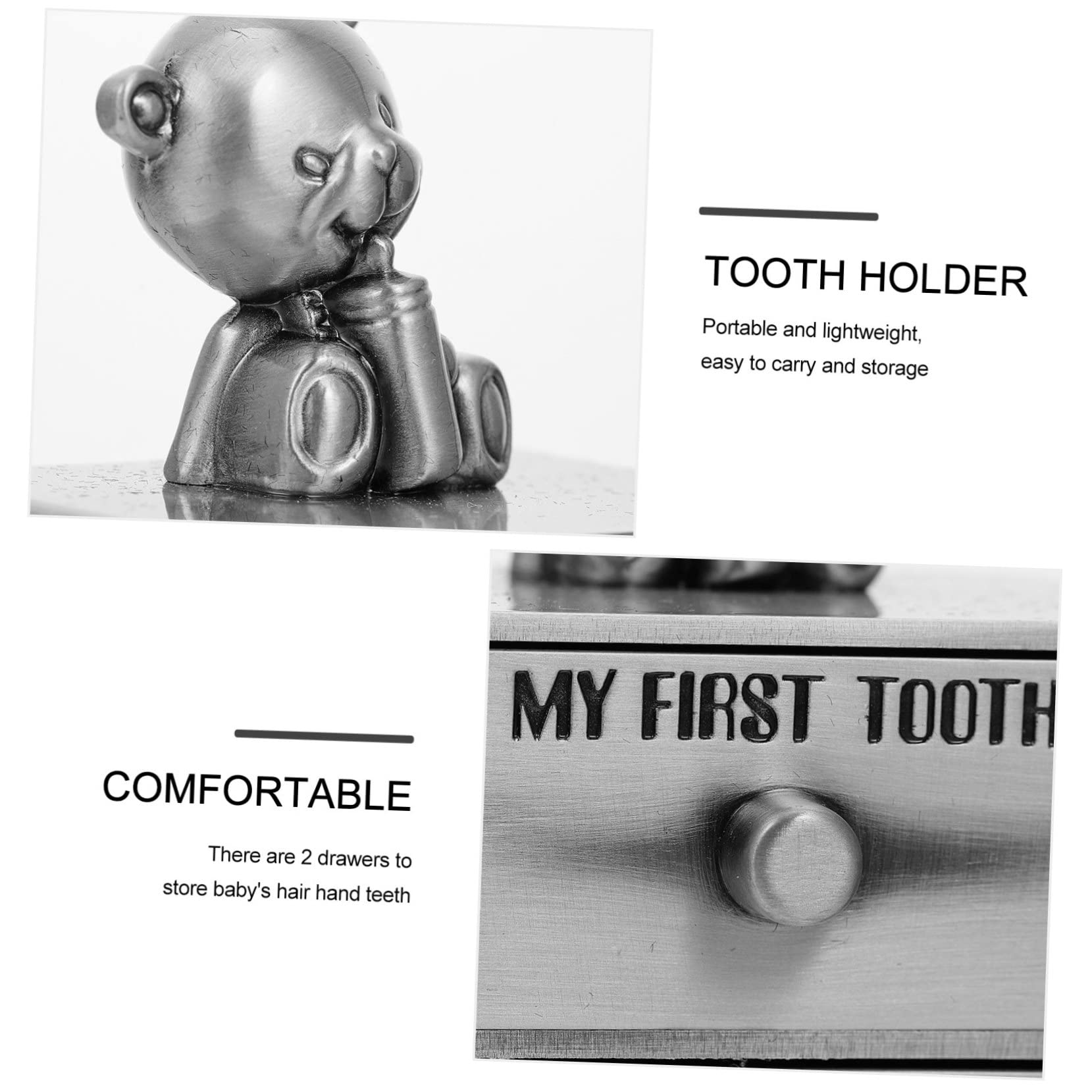 FAVOMOTO 5-Piece Baby Teeth Keepsake Box - First Tooth Holder, Jewelry Organizer & Small Pet Toy - Durable Zinc Alloy Keepsake Storage for Kids, Guinea Pigs & Hamsters - Perfect for Memory Preservation & Pet Playtime