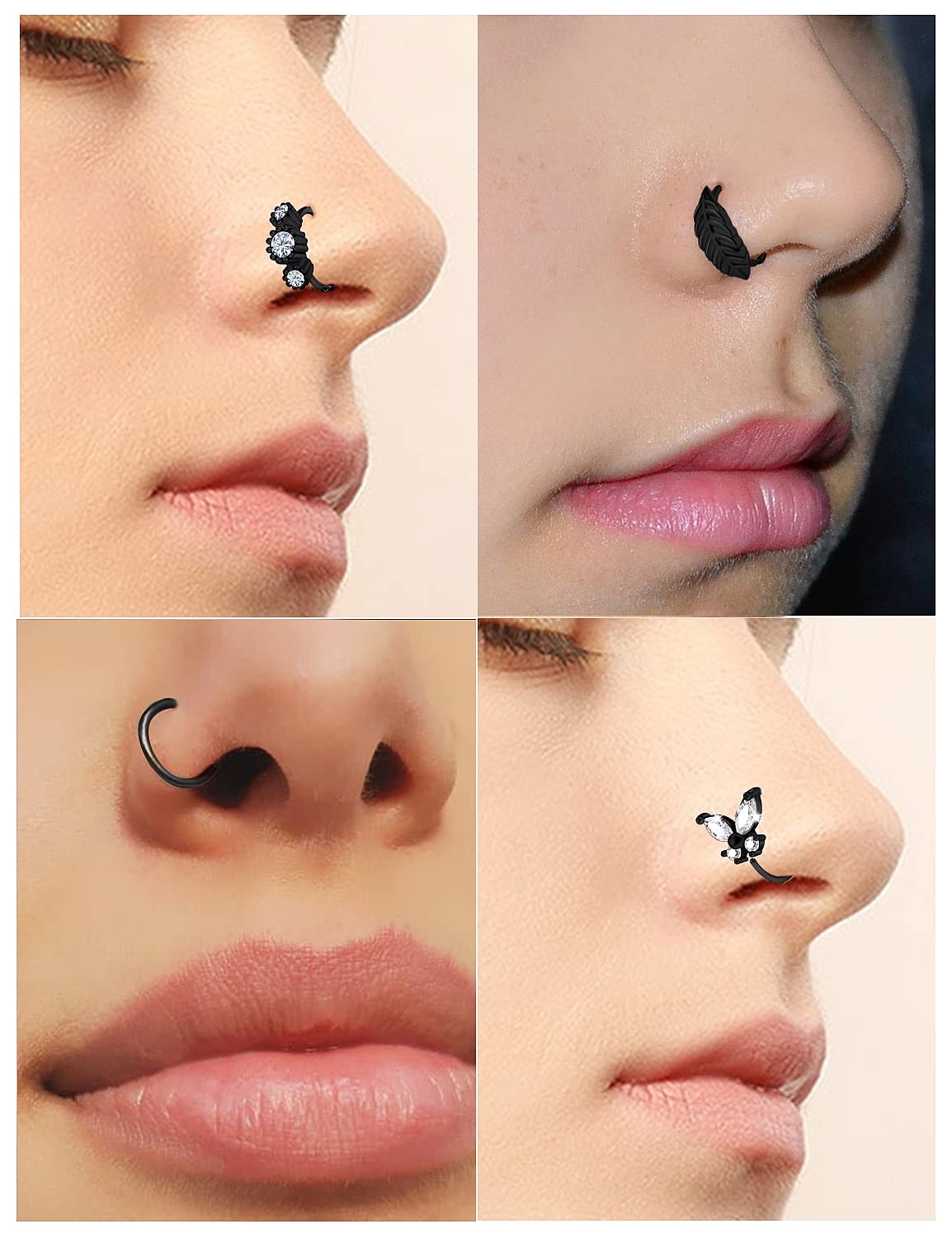 Stainless Steel Flower Nose Rings - 20G Hoop Earrings for Cartilage & Septum Piercing | 8mm Body Jewelry for Women & Men | Perfect for Daily Wear & Gifts