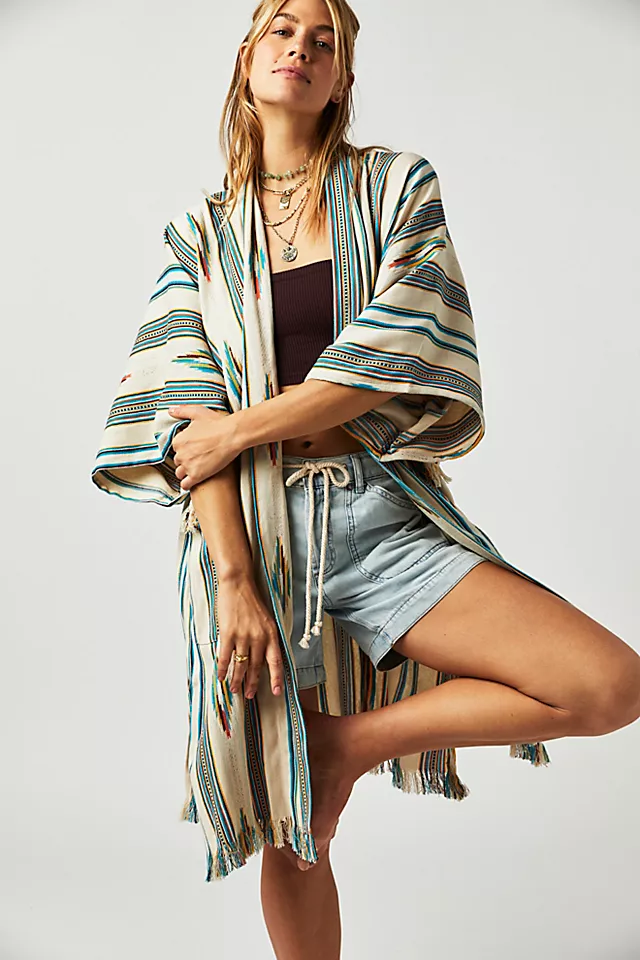 Stylish Ikat Striped Jacket for Women - Lightweight Spring/Summer Cover-Up - Perfect for Beach, Vacation & Casual Outings