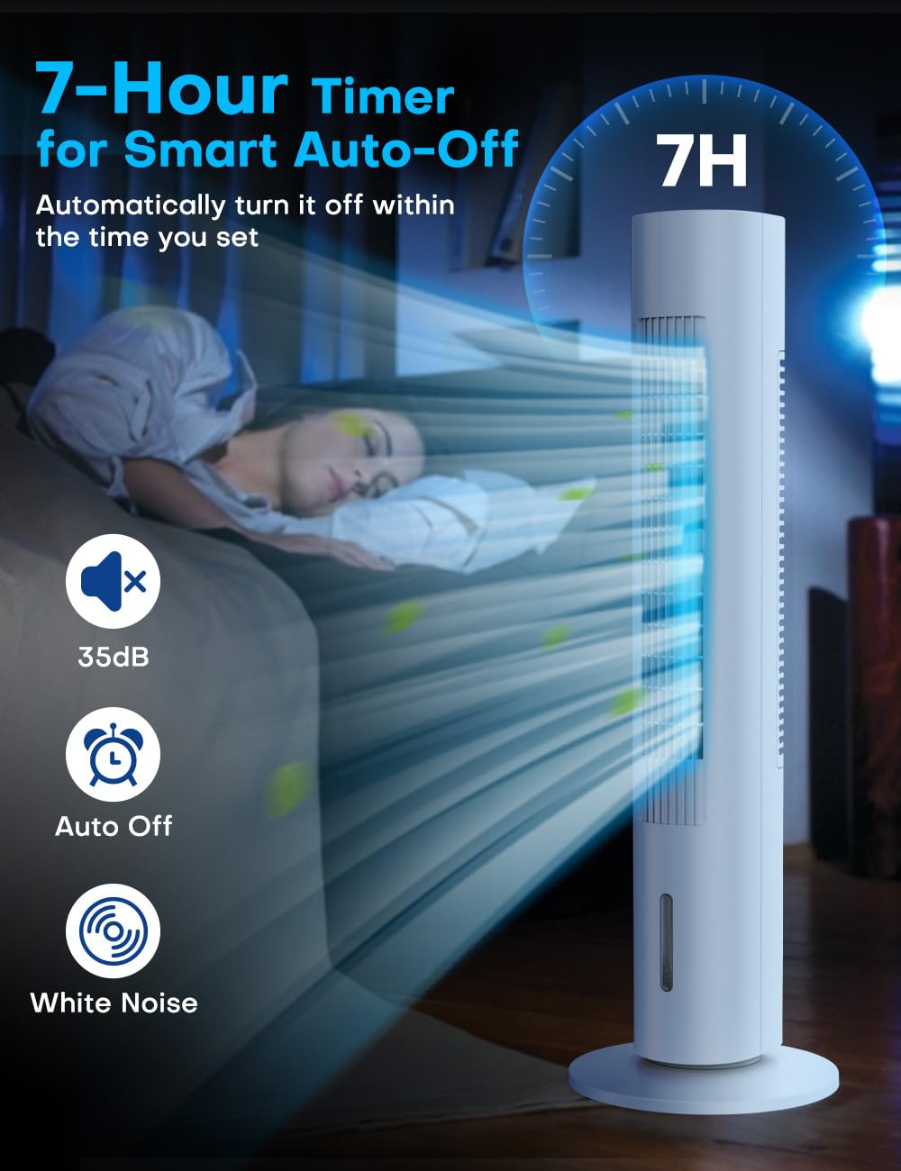 BALKO 35 Inch Evaporative Air Cooler - 2024 Upgraded Portable Swamp Cooler with 20Ft Remote, 70° Oscillation, 3 Speed Settings & Smart Timer - Energy Efficient Windowless Air Conditioner for Bedroom, Living Room, Office & Outdoor Use