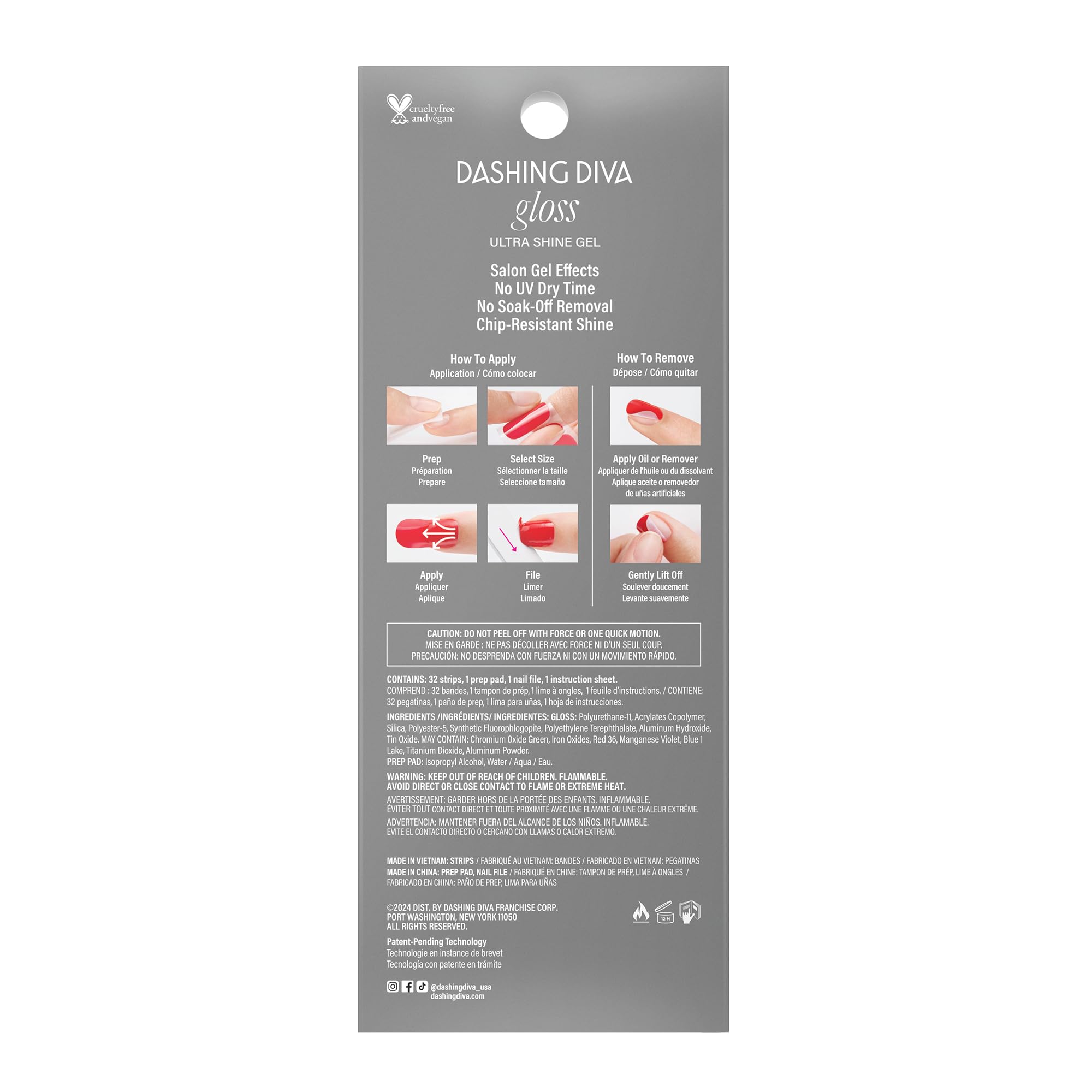 Dashing Diva Gloss Nail Strips - [Holly] Wood | 32 UV-Free Gel Nail Stickers with Prep Pad & File | Long-Lasting, Chip-Resistant Manicure for Home or Salon Use | Perfect for Parties, Weddings & Everyday Wear