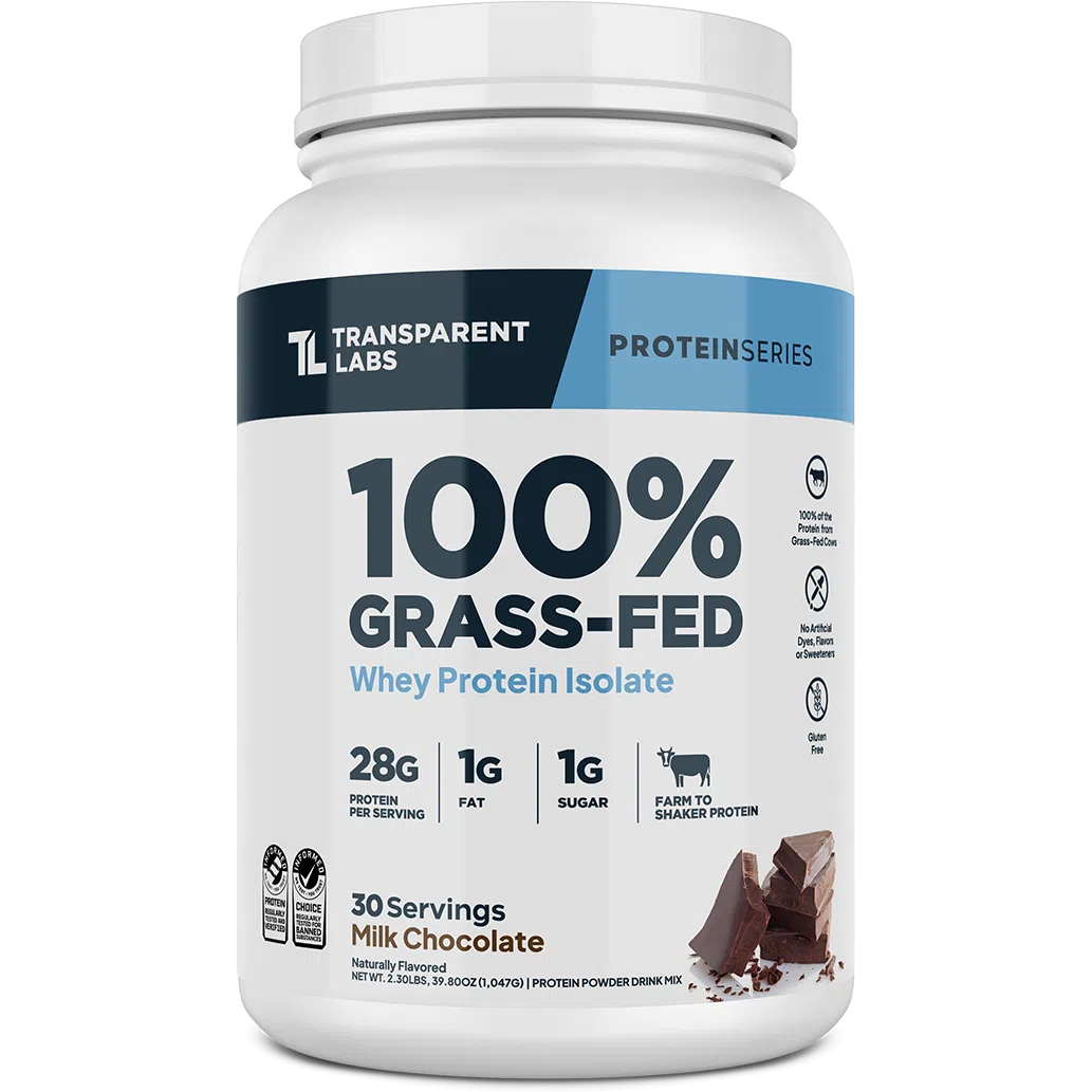 Transparent Labs 100% Grass Fed Whey Protein Isolate Powder - Premium Low Carb Protein Supplement for Muscle Recovery & Weight Loss - Ideal for Post-Workout, Smoothies & Baking