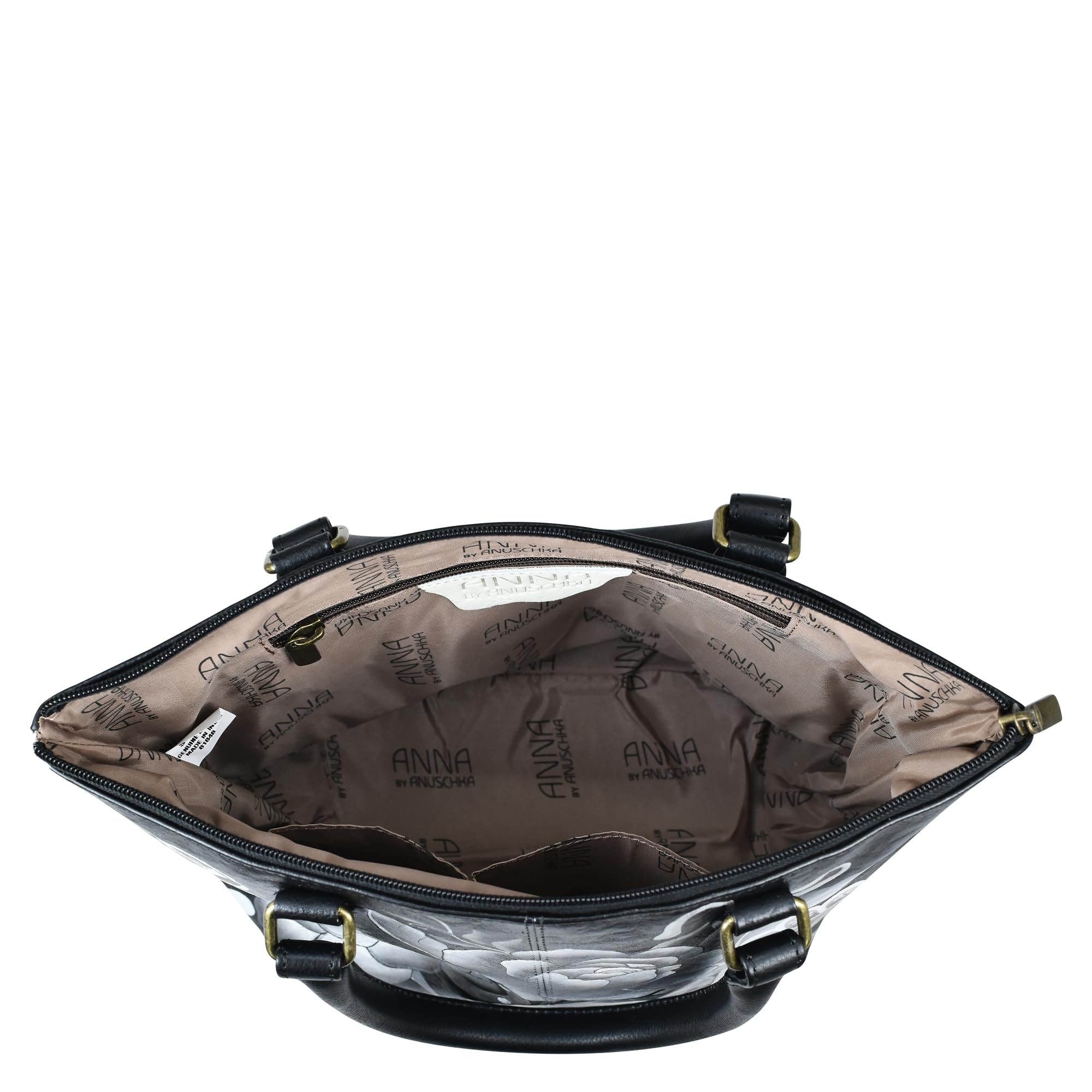 Anuschka Anna Peonies and Paisleys Black Leather Handbag - Stylish Women's Shoulder Bag for Work, Travel & Evening Out