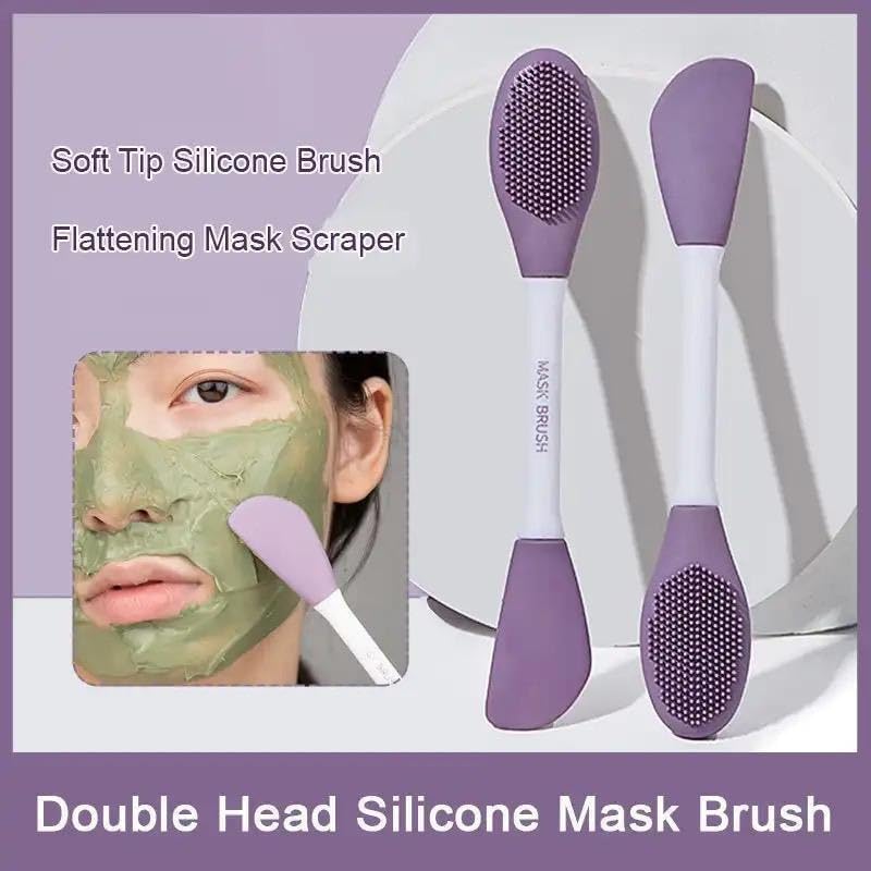BIRZAR Silicone Face Mask Applicator & Lip Cleansing Brush - Ultra Soft Hygienic Silicone Bristles for Gentle Exfoliation - Multi Color (1 Pack) - Perfect for Skincare Routine & Makeup Removal