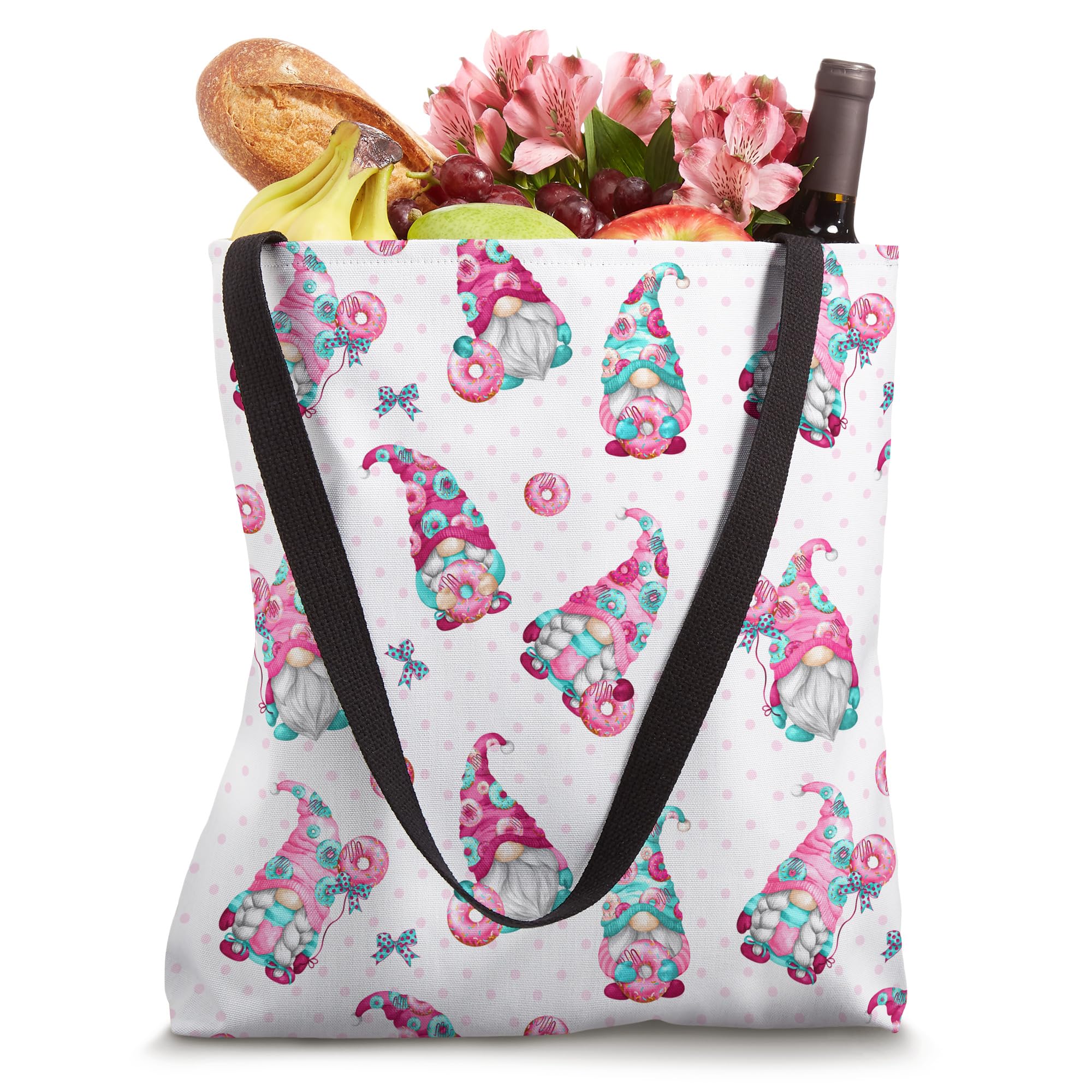 Adorable Donut Gnome Tote Bag for Women - Pink Donut Lover Gift, Perfect for Grocery Shopping, Beach Trips & Everyday Use
