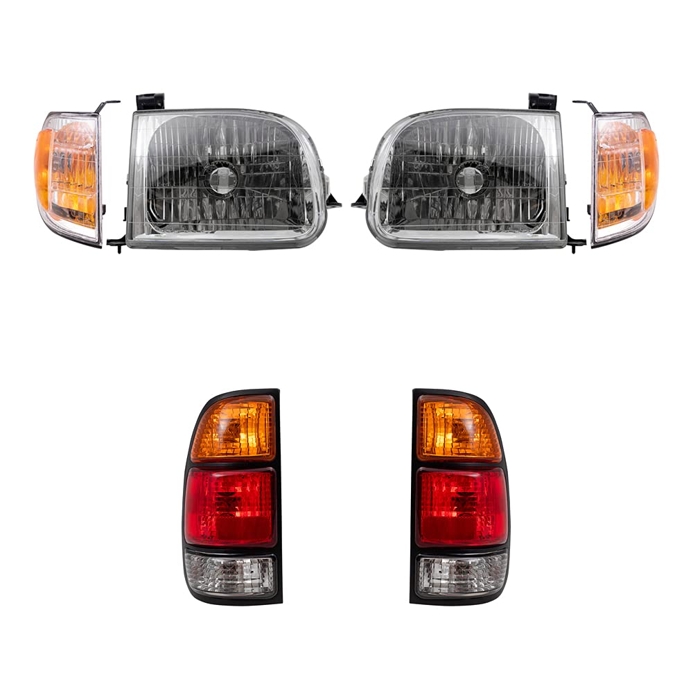 Brock Replacement Headlights, Signal Marker Lights & Tail Lights 6-Piece Set for 2000-2004 Toyota Tundra Regular/Access Cab - Standard Bed Compatible | Upgrade Your Truck's Lighting for Night Driving & Enhanced Safety