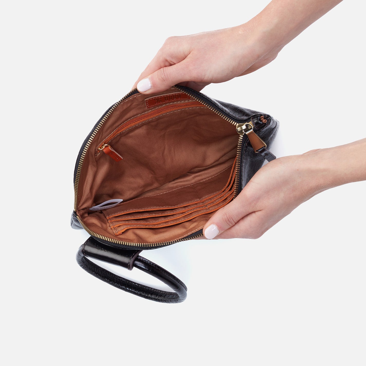 Premium Polished Leather Sable Wristlet - Elegant Black Clutch for Women | Perfect for Evening Parties, Weddings & Special Occasions