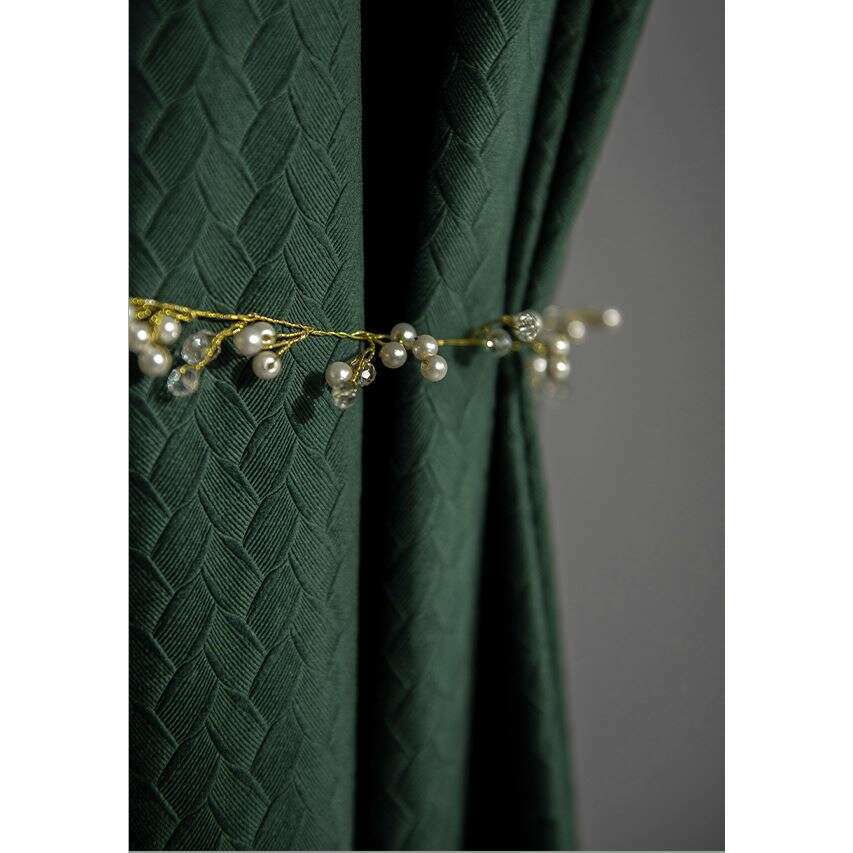 Luxury Jacquard Velvet Woven Design Curtains - Dark Green | Elegant Home Decor for Living Room & Bedroom | Blackout Window Treatments for Privacy & Light Control