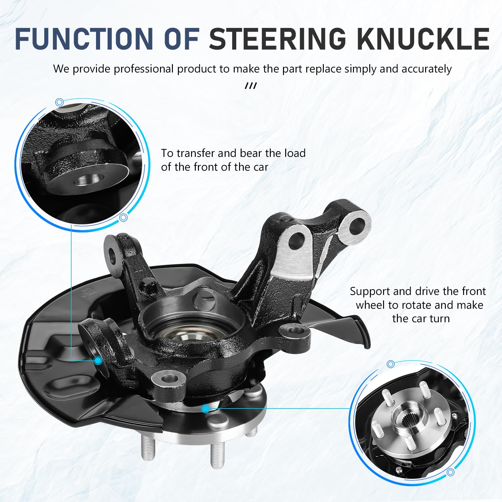 Front Right Steering Knuckle Wheel Hub Assembly for 2003-2008 Toyota Corolla 1.8L - Replacement for #698-388 698388 4321219015 | Perfect for DIY Car Repairs & Suspension Maintenance