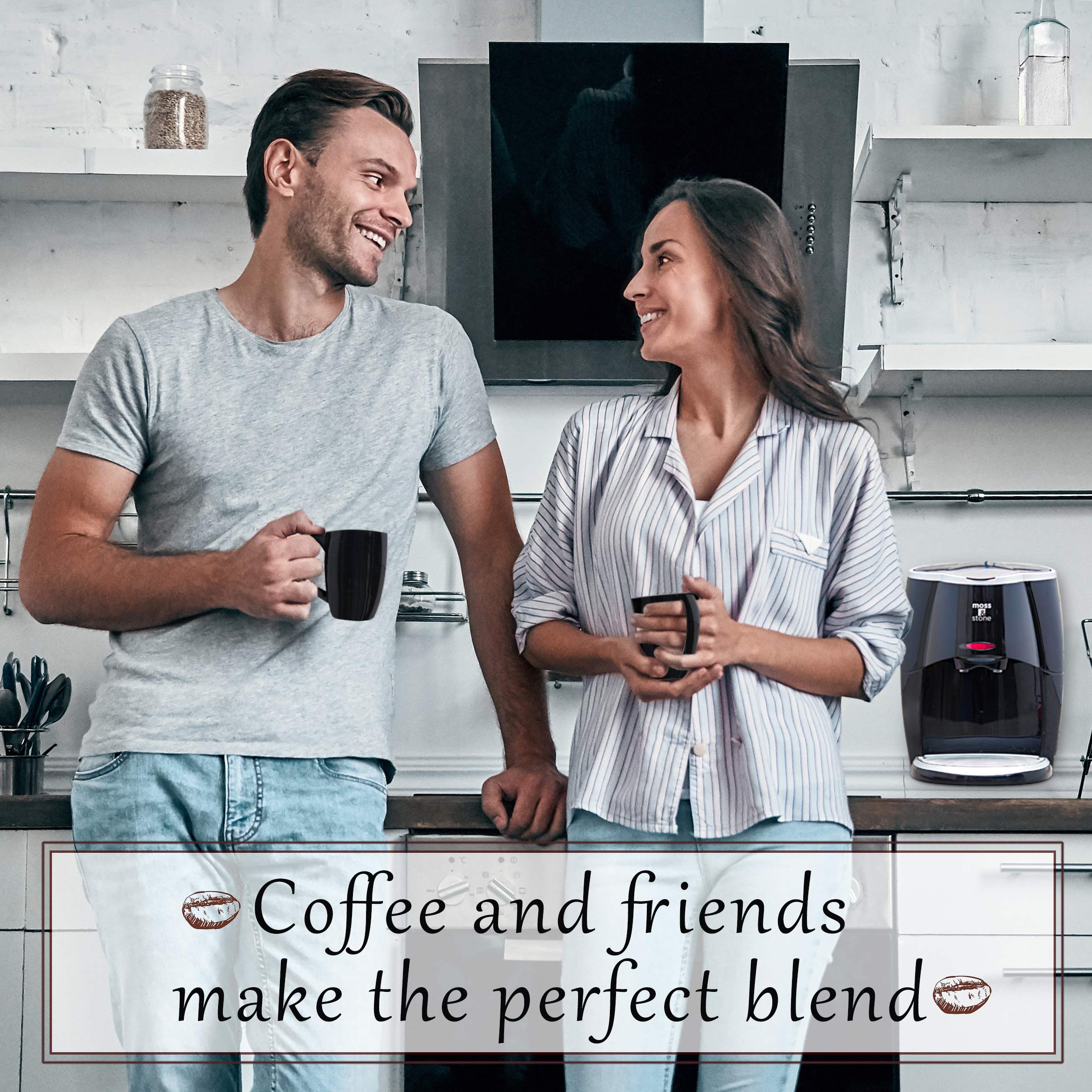 Mini Drip Coffee Maker with 2 Glass Mugs (5 oz) - Compact Coffee Pot for Home, Office & Travel - Perfect for Single Serve Brewing & Small Spaces