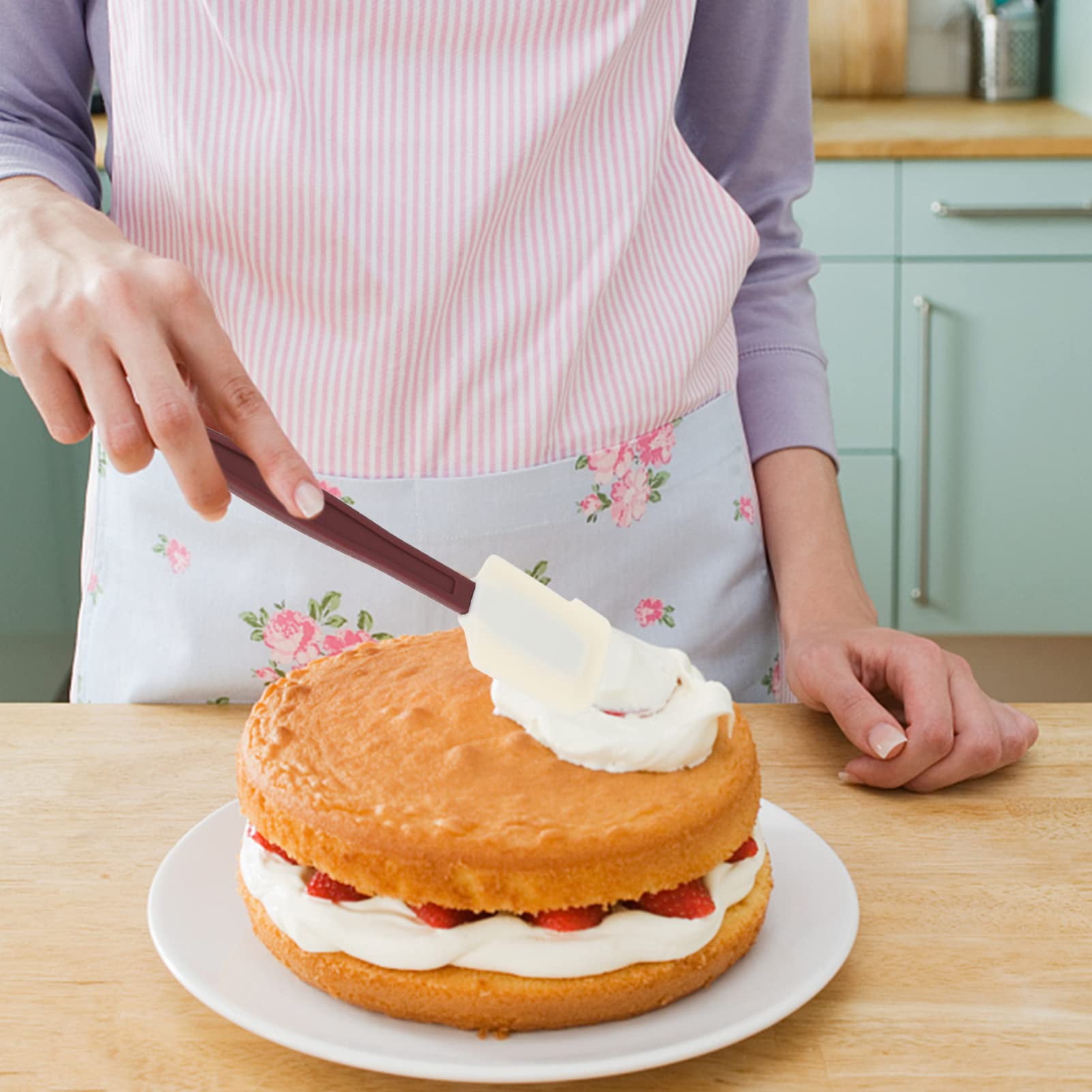 Hemoton 2-Pack Silicone Spatula Set - Flexible Rubber Scrapers for Baking, Cooking & Cake Decorating - Non-Stick Kitchen Utensil for Mixing, Spreading Buttercream & Smoothing Frosting - Perfect for Home Bakers & Professional Chefs