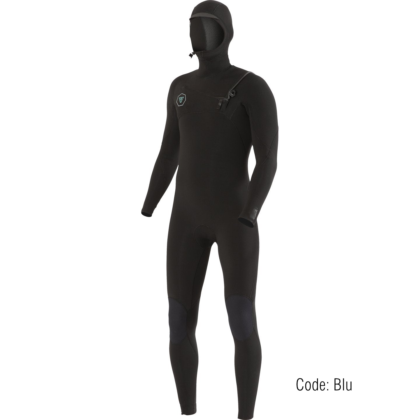 Vissla 7 Seas 5/4mm Men's Hooded Full Wetsuit - Black with Blue Liner for Surfing, Diving & Cold Water Sports