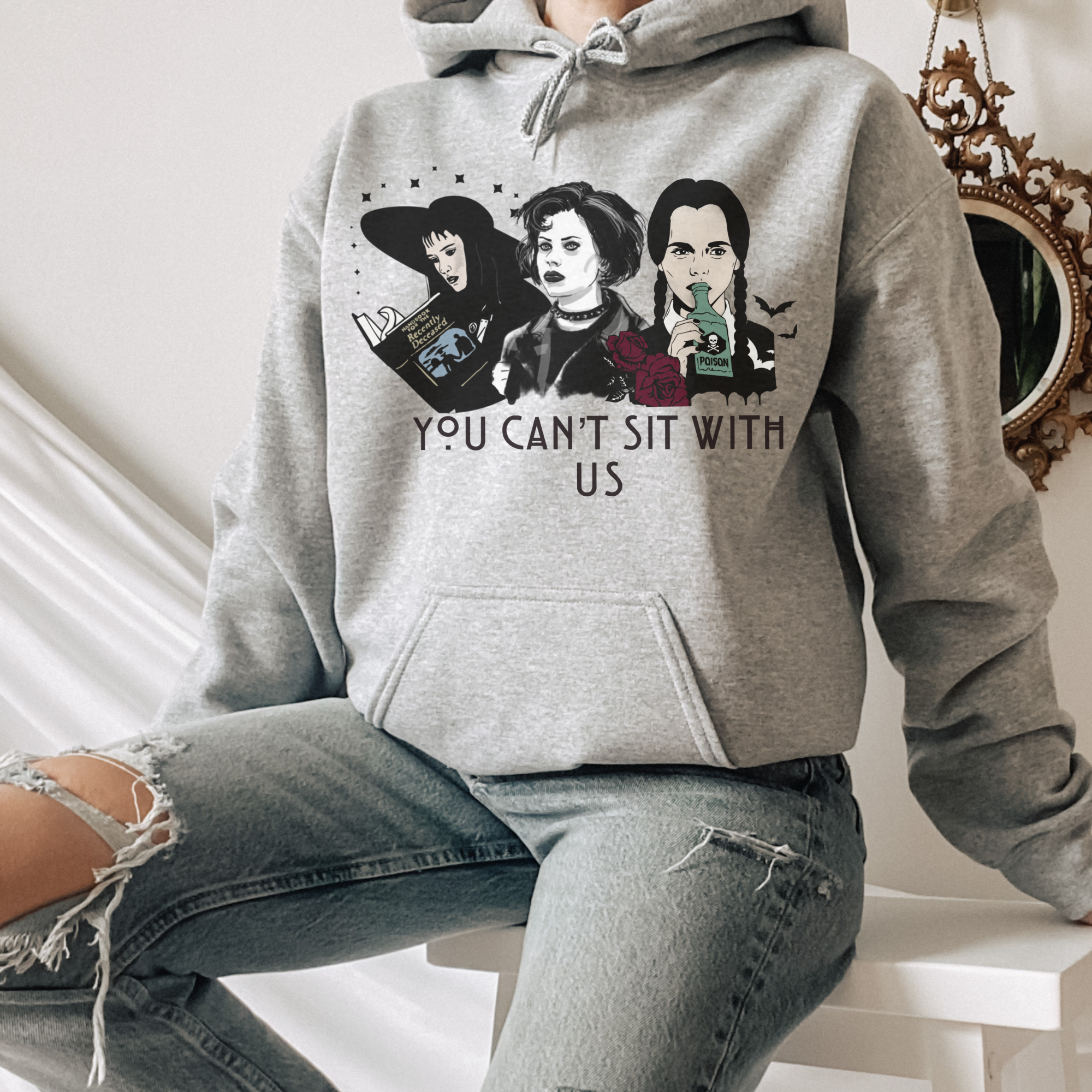 Spooky Babe Hoodie - 'You Can't Sit With Us' Halloween Sweatshirt for Women | Cozy Fall Outfit for Parties & Casual Wear