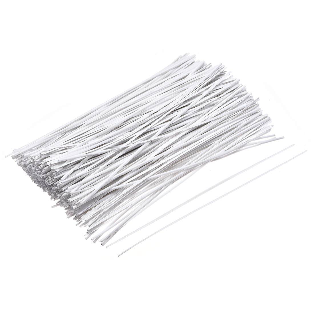 uxcell 150mm x 1.8mm Metallic Twist Ties - 1000pcs White Plastic Cable Cord Ties for Organizing Wires, DIY Crafts & Home Office Use