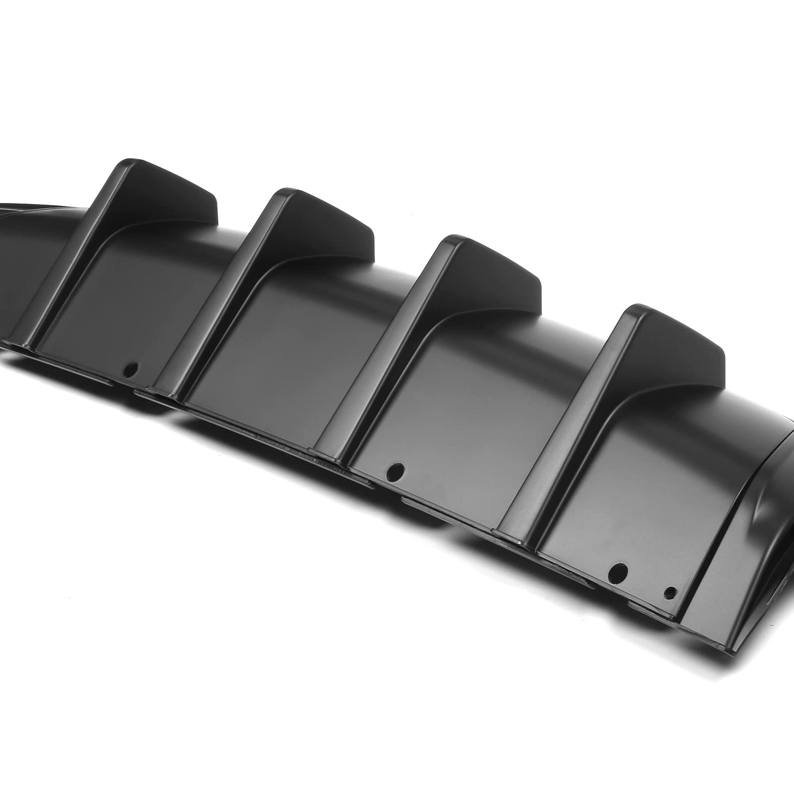 IKON MOTORSPORTS Rear Bumper Diffuser Lip for 2015-2023 Chrysler 300 - Matte Black PP V1 Style Lower Lip with Shark Fins (2-Piece Set) | Aggressive Styling Upgrade for Sedan Performance & Custom Look
