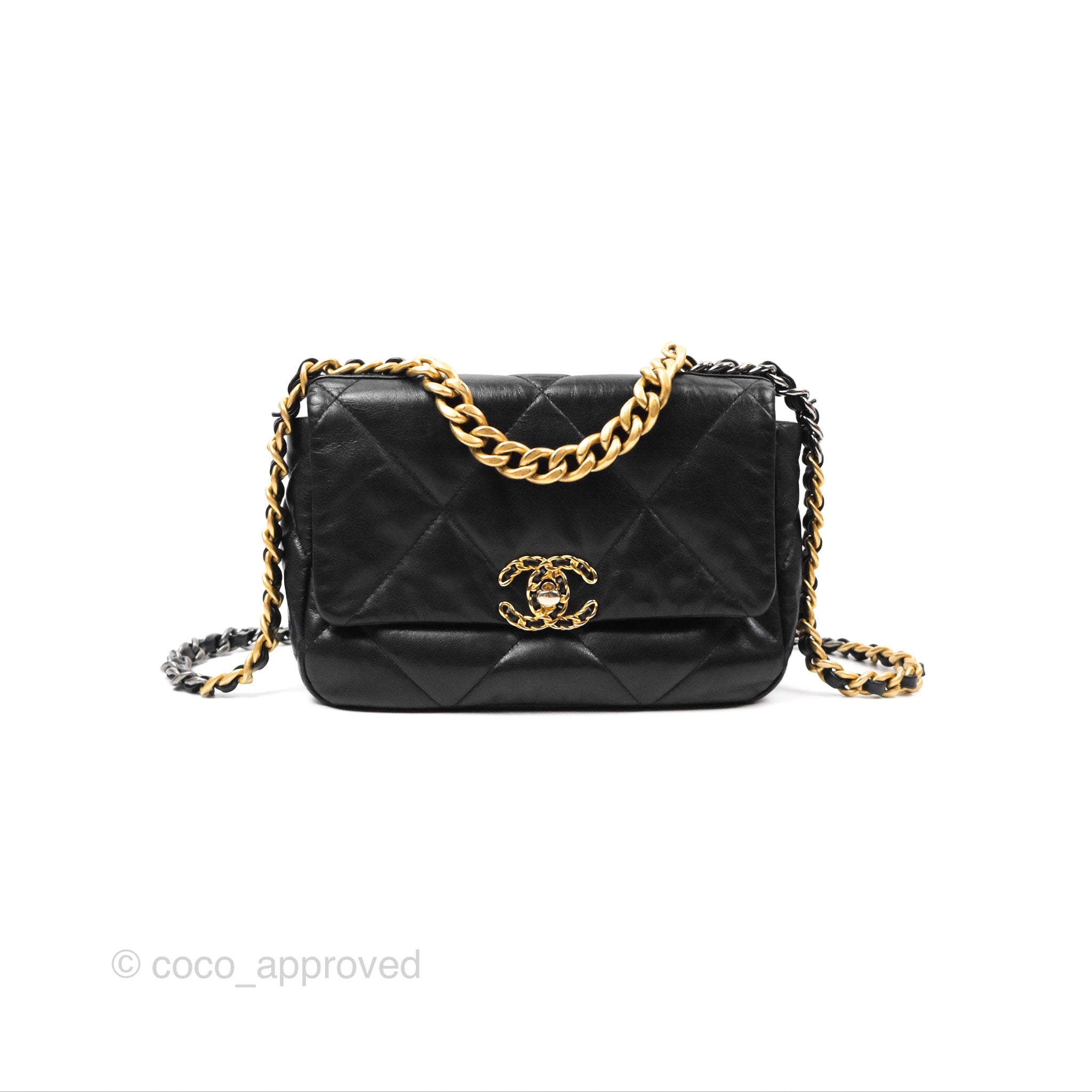 Chanel 19 Small Black Goatskin Leather Bag with Mixed Hardware - Luxury Crossbody Purse for Women, Perfect for Date Night & Evening Events