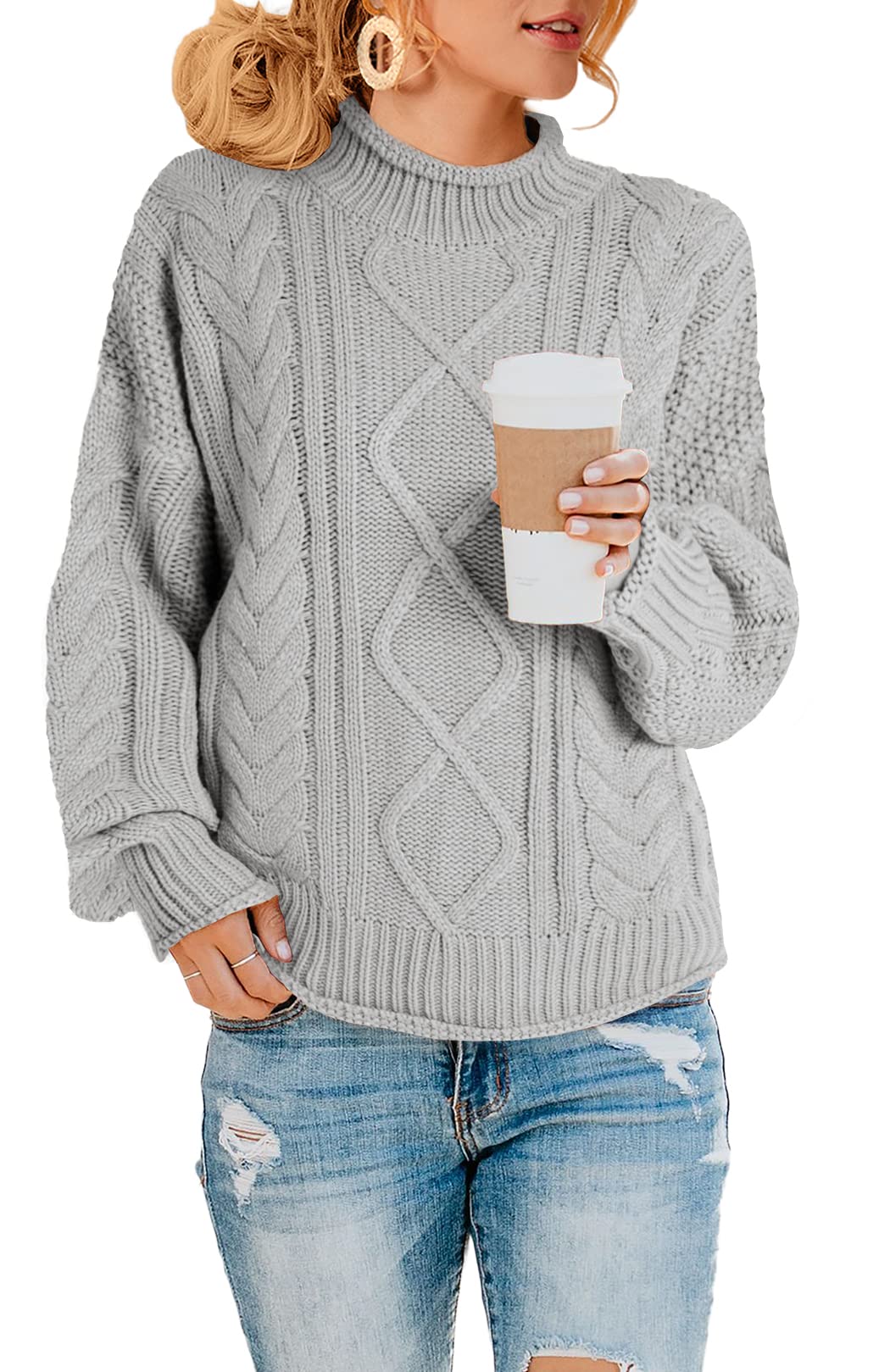 Saodimallsu Women's Oversized Turtleneck Sweater - Batwing Long Sleeve Chunky Knit Pullover Jumper for Winter & Casual Wear | Cozy Loose Fit for Office, Date Night & Fall Fashion