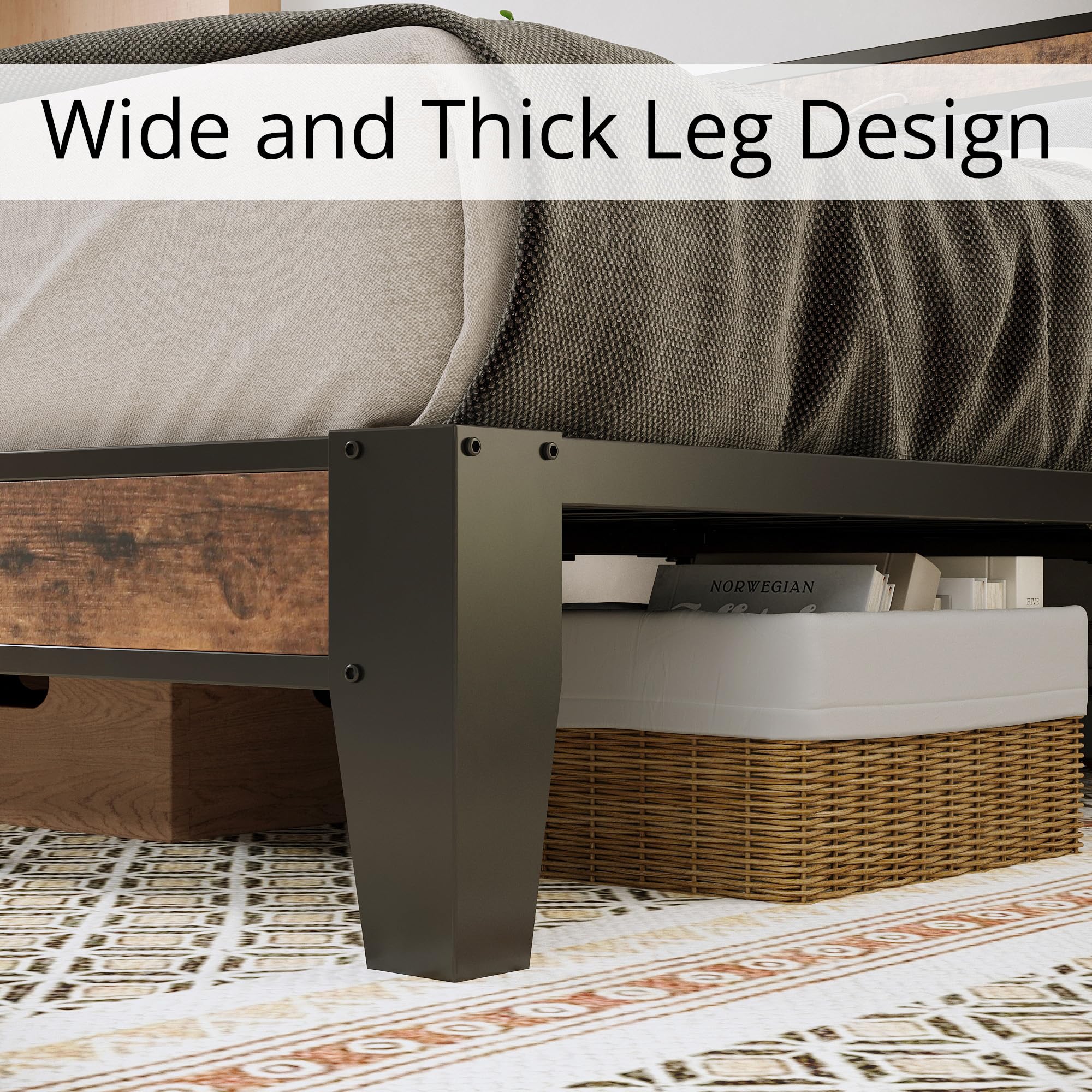 LIKIMIO Twin Bed Frame with Storage Headboard & USB Charging Station - Sturdy, Quiet, No Box Spring Needed, Easy Assembly - Perfect for Small Bedrooms, Guest Rooms & Dormitories