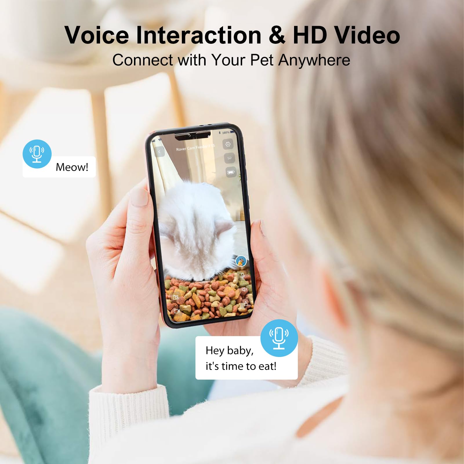 DOGNESS 4L Automatic Cat Feeder with Camera & 2-Way Audio - 5000mAh Rechargeable Pet Food Dispenser, 1080P HD Video Night Vision, 2.4G WiFi - Perfect for Busy Pet Owners, Multi-Pet Homes & Vacation Care