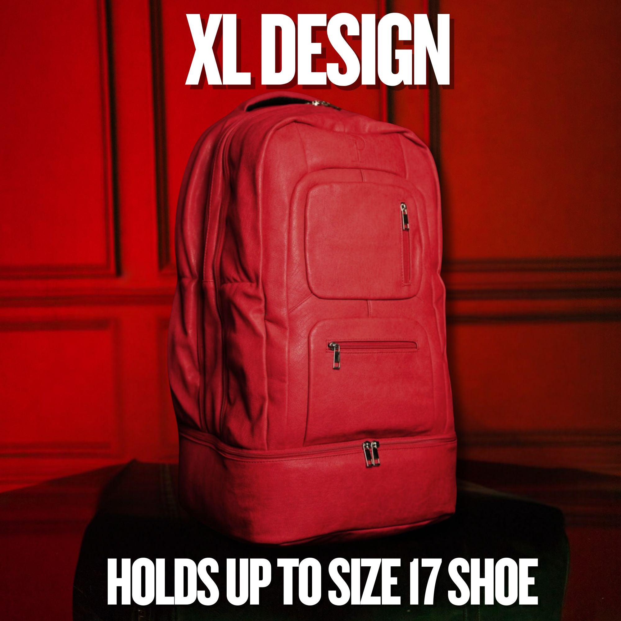 Premium Red Leather Shoe Bag for Size 17 - XL Design with Patent Protection - Perfect for Travel, Storage & Sneaker Collection Organization