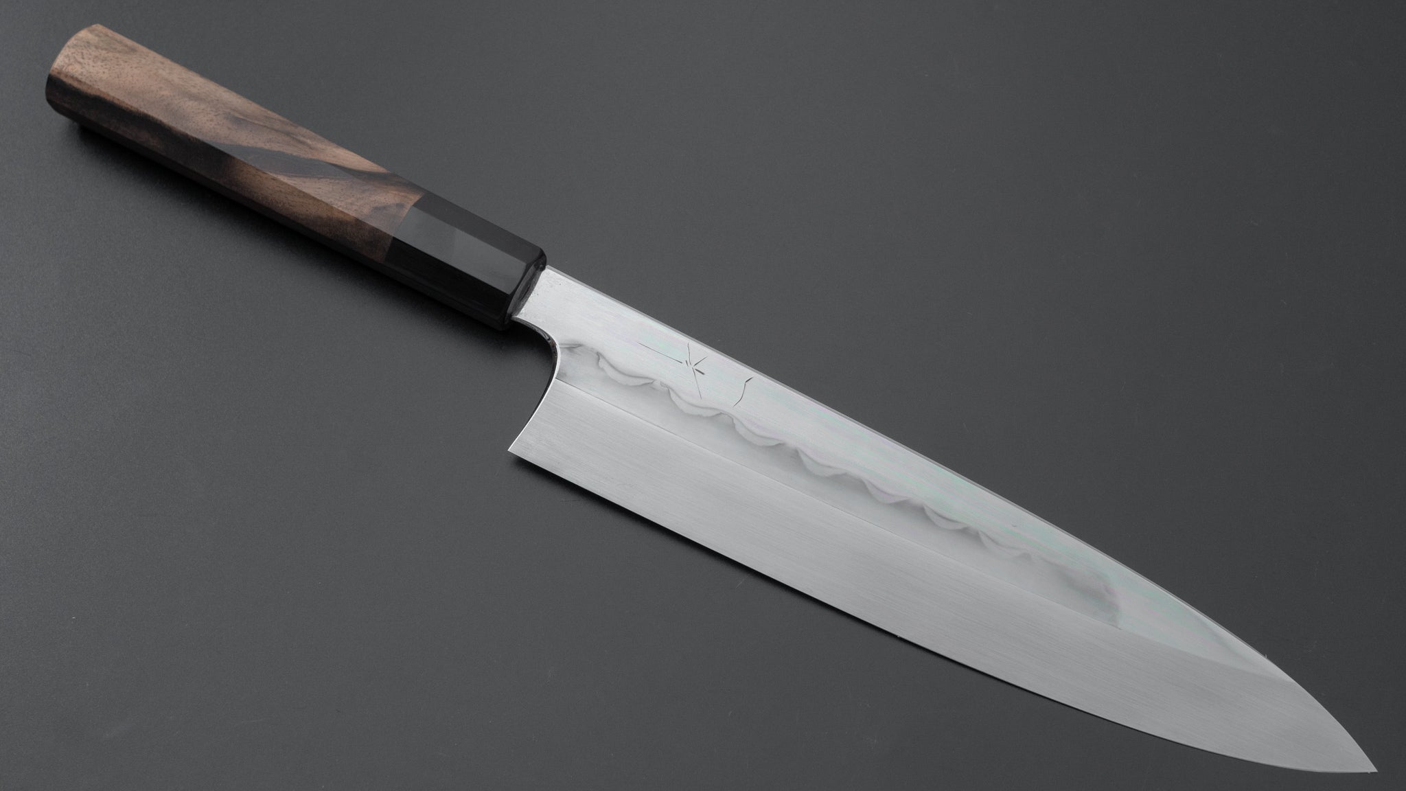 Hitohira Togashi White #1 Notaremon Mizu Honyaki Gyuto 240mm Japanese Chef Knife with Kurokaki Persimmon Handle (#067/Saya) - Premium Kitchen Tool for Sushi, Sashimi & Meat Cutting