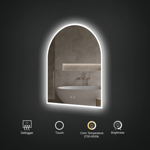 ICO Gemma 30x36 Inch LED Bathroom Mirror with Dimmable Lights - Perfect for Vanity, Makeup Application and Modern Home Decor