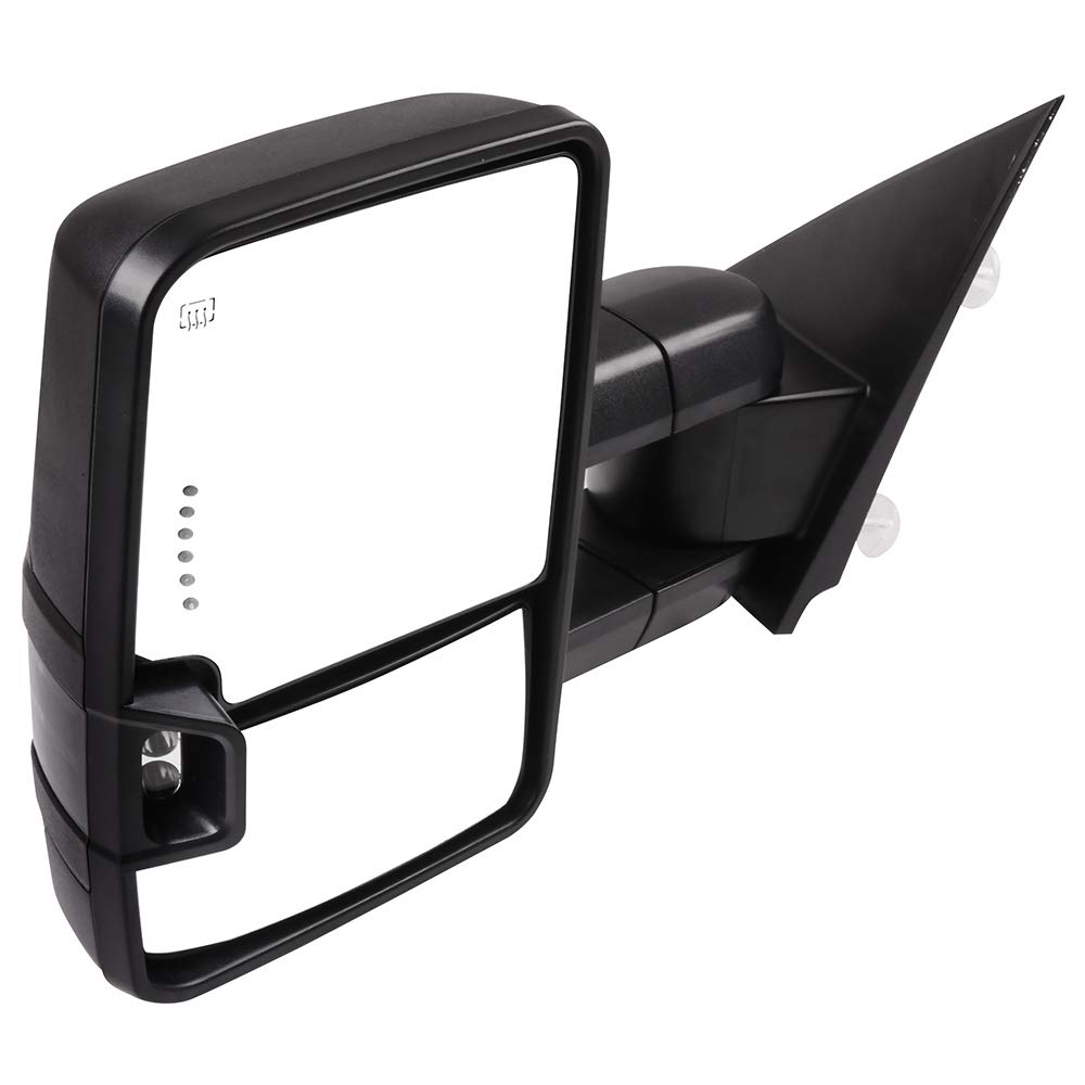 CCiyu Power Heated Towing Mirrors with Puddle Lights & Turn Signal - Compatible with 2014-2018 Chevy Silverado 1500/2500/3500 & GMC Sierra - Perfect for Towing, Night Driving & Enhanced Safety