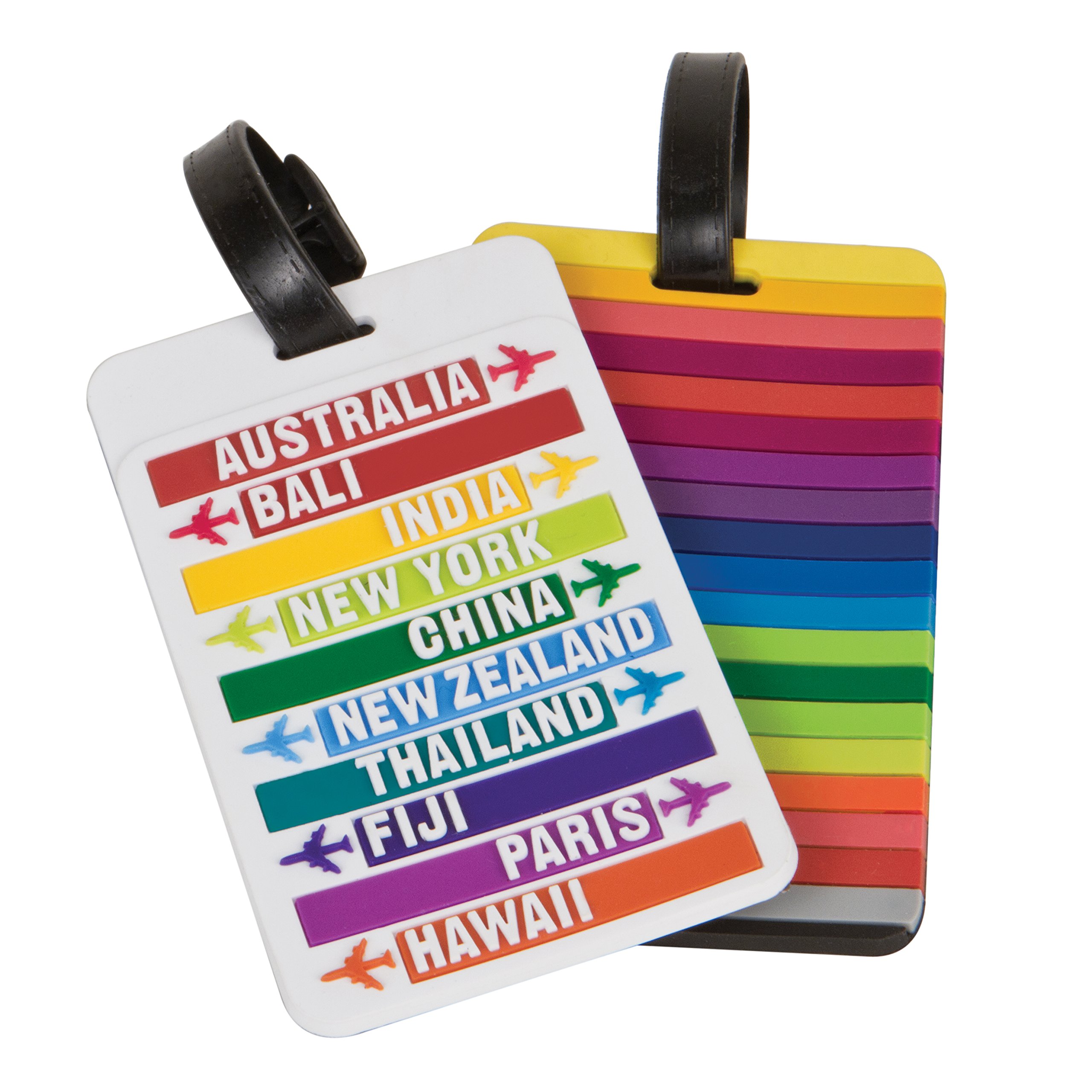 Travelon Set of 2 Assorted Hot Spots Luggage Tags - Durable ID Tags for Suitcases, Bags & Backpacks - Perfect for Travel, Vacations & Airports