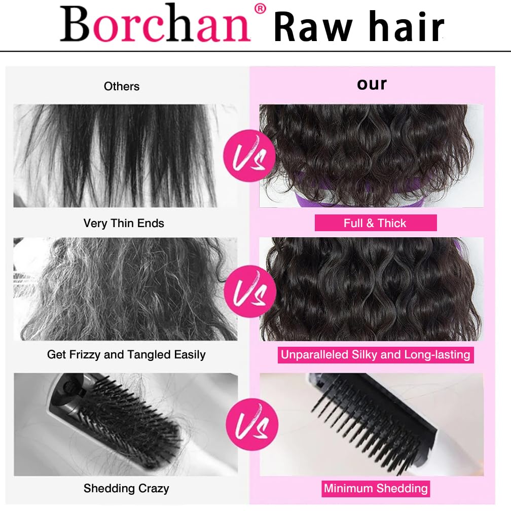Borchan 4 Bundles Body Wave Human Hair Weave 14-20 Inch | 100% Unprocessed Brazilian Virgin Hair | 16A Grade Natural Black Color | Perfect for Sew-in Weaves, Wigs & Hair Extensions | Best for Salon & Home Use