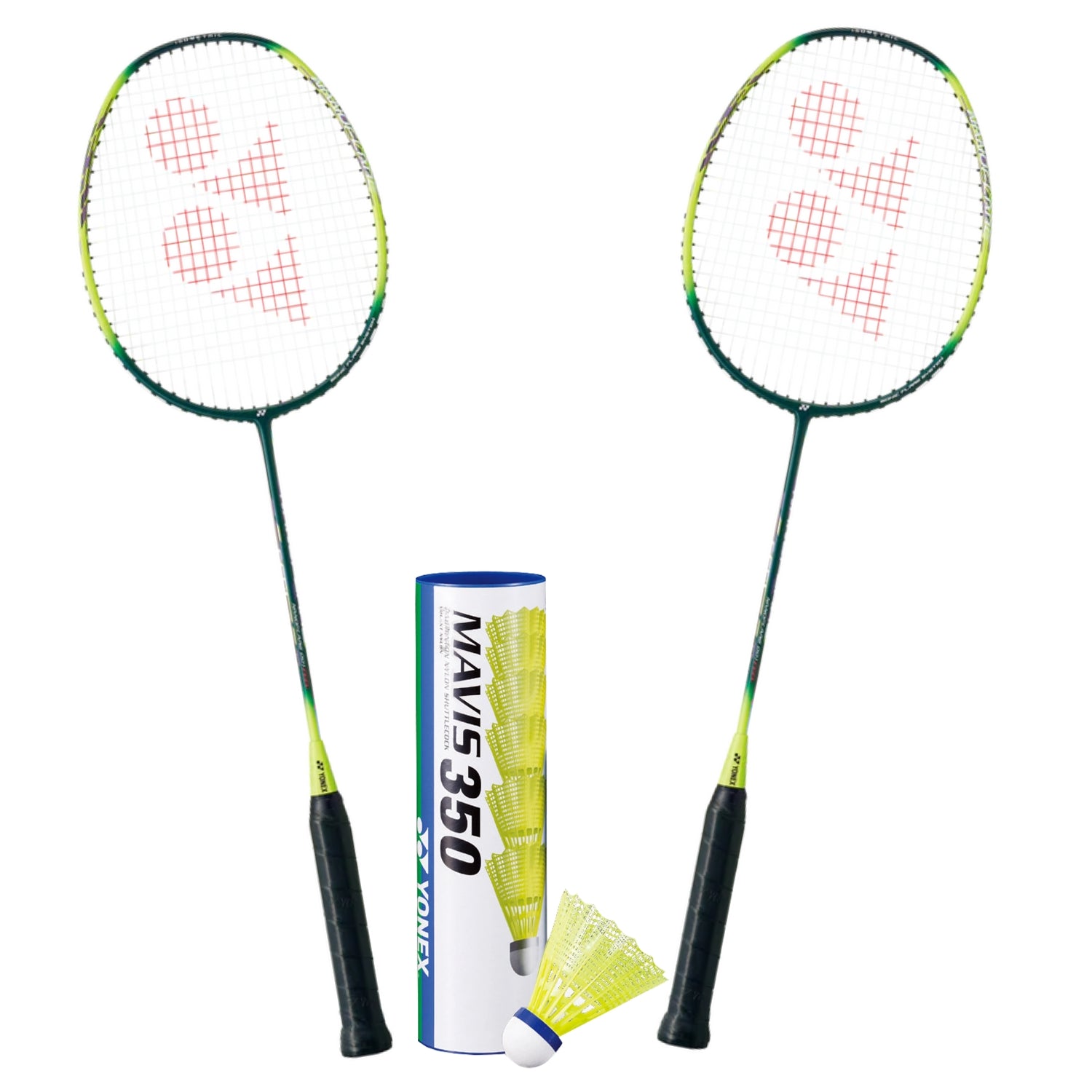 Yonex Badminton Combo Set - 2 Nanoflare 001 Feel Rackets + 6 Mavis 350 Shuttlecocks | Professional Badminton Equipment for Indoor/Outdoor Play | Perfect for Training, Competition & Family Fun