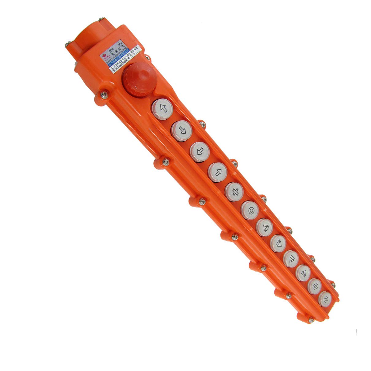 Heavy Duty Hoist Switches Crane Pushbutton Switch Pendant Control Station with Emergency Stop - Industrial Crane Control for Warehouse, Construction & Manufacturing Safety Operations